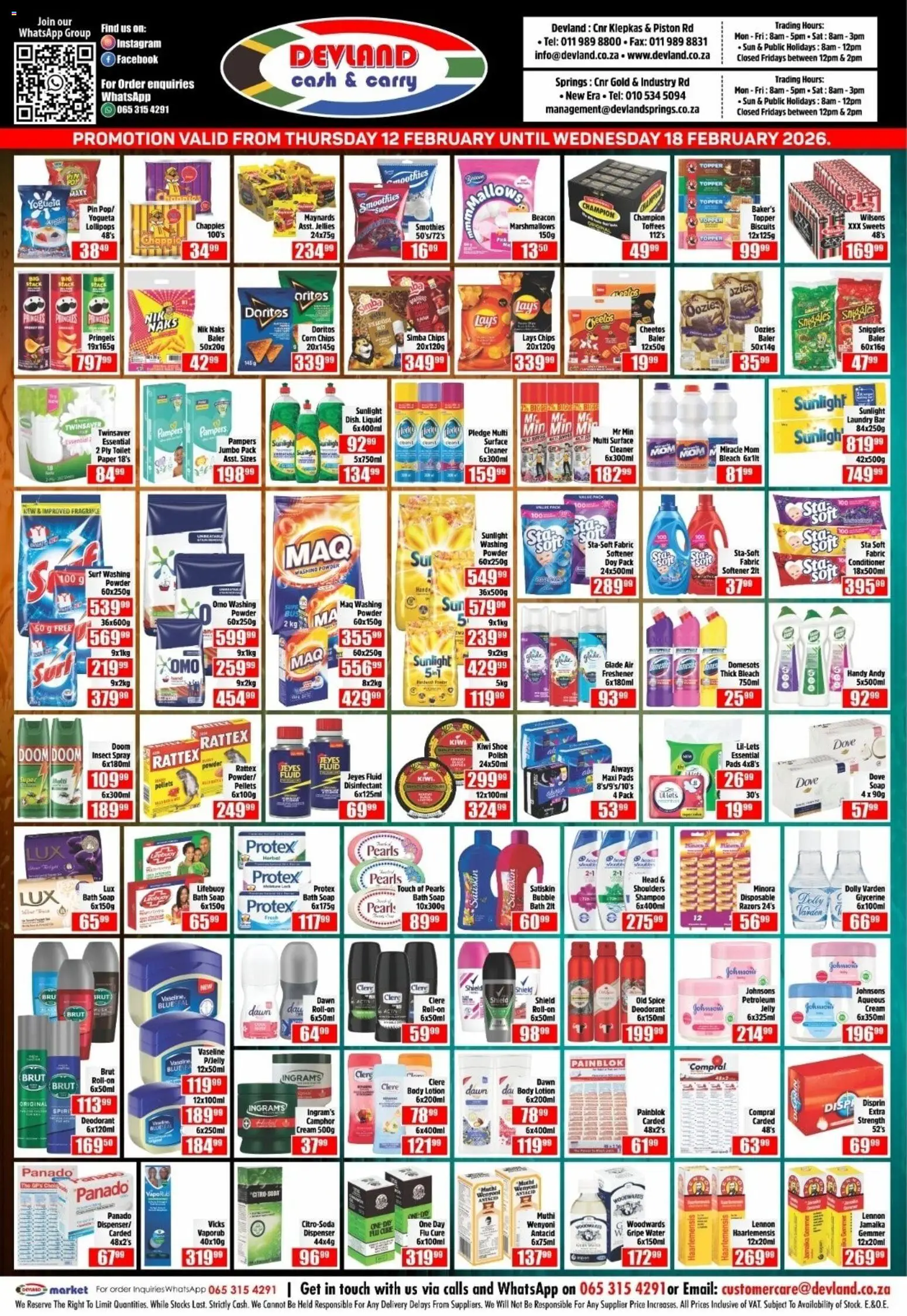 New Devland catalogue – valid from 12.02.2026 | Page: 2 | Products: Bath, Pads, Shampoo, Washing powder