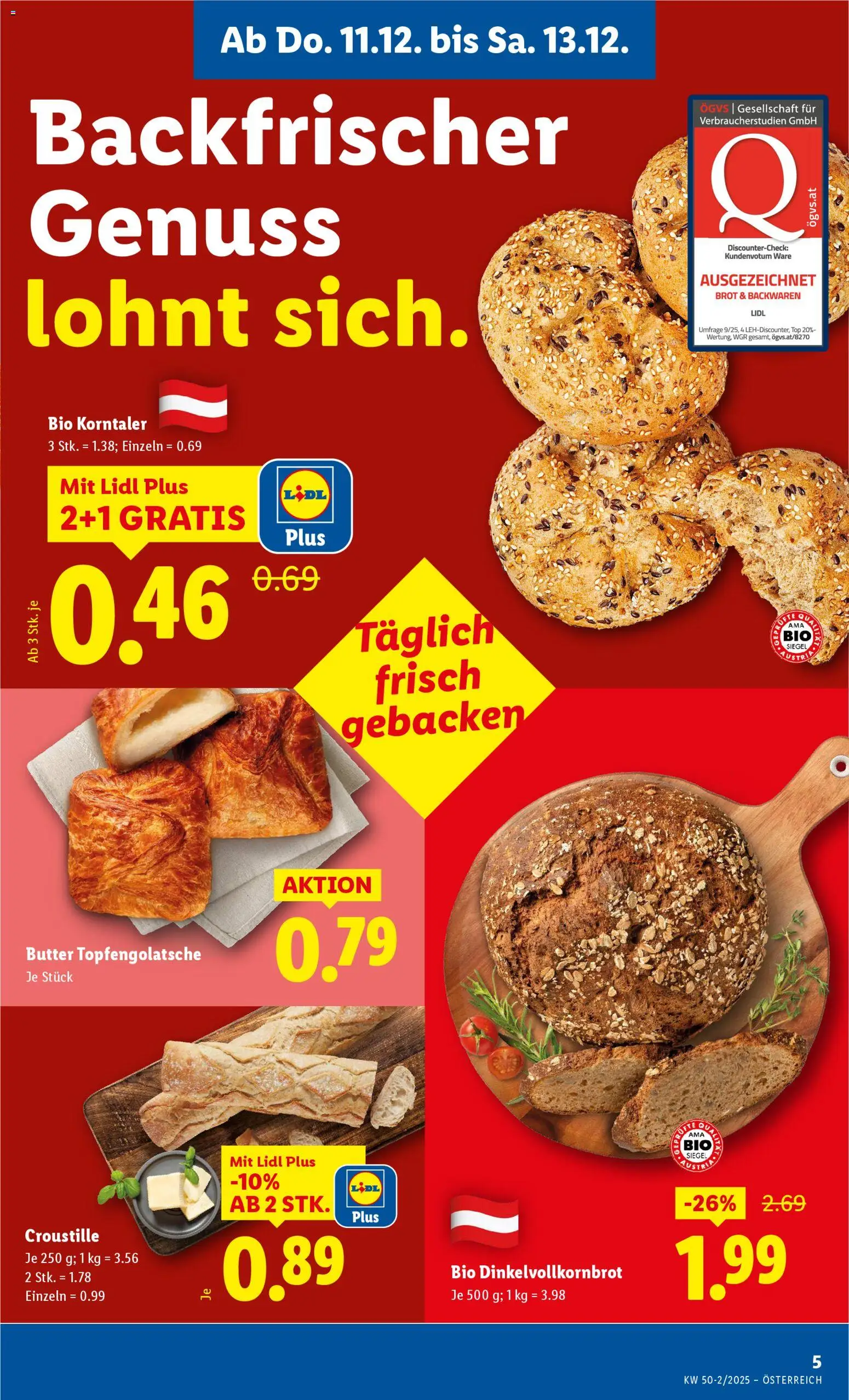 Lidl Flugblatt - Altenmarkt im Pongau, St. Johann im Pongau, Zell am See gültig ab 11.12.2025 | Seite: 7 | Produkte: Butter, Brot