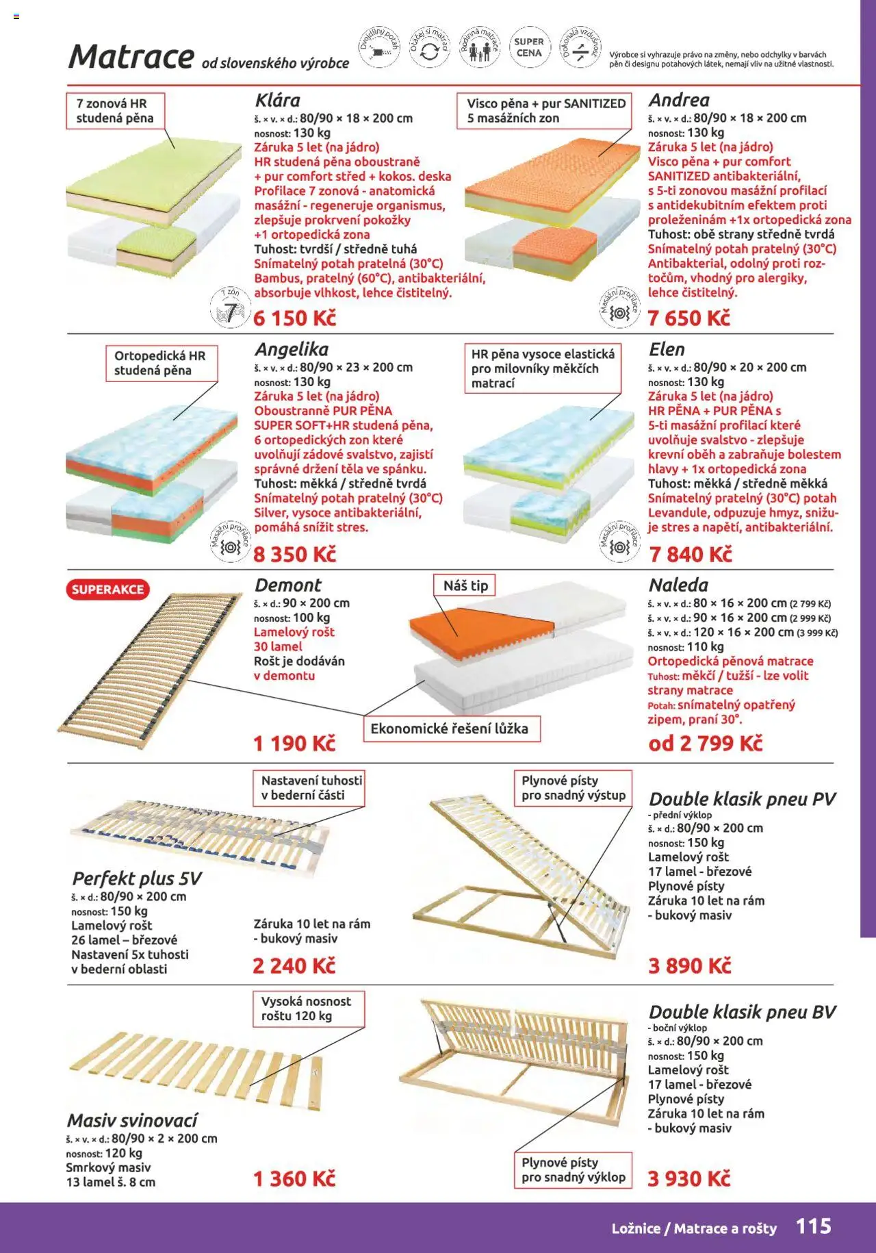 ORFA nábytek katalog 2024-2025 od 15.08.2024 | Strana: 115 | Produkty: Matrace, Rošt