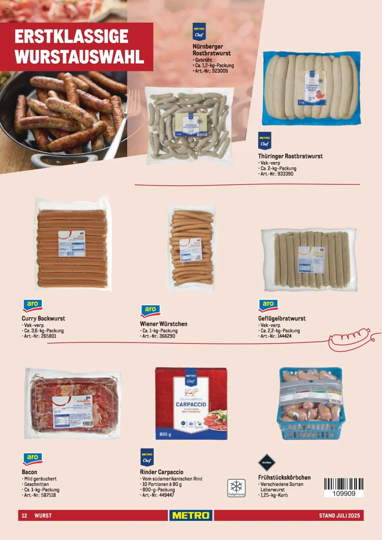 Metro - Sortimentskatalog Lieferservice – gültig ab 31.07.2025 | Seite: 12 | Produkte: Bockwurst, Wiener wurstchen, Wurst