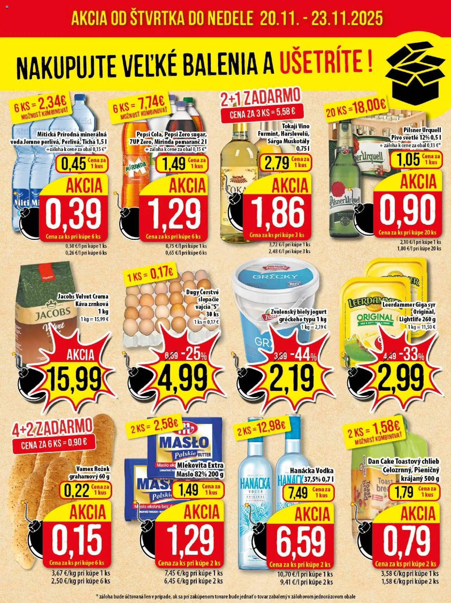 Nové Klas akcie – leták je platný od 17.11.2025 | Strana: 24 | Produkty: Syr, Pilsner Urquell, Jogurt, Biely jogurt