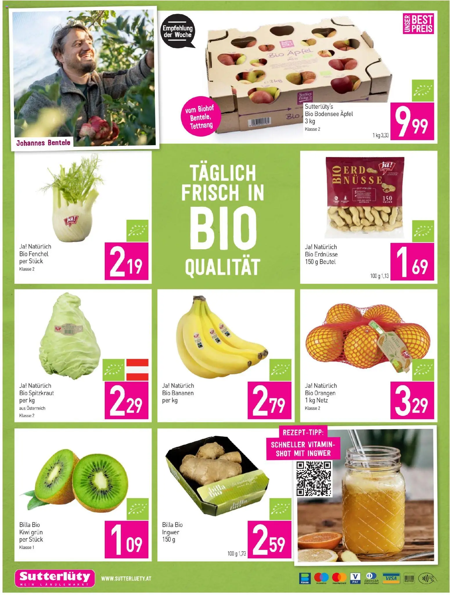Sutterlüty Flugblatt gültig ab 13.11.2025 | Seite: 20 | Produkte: Kiwi, Папионка, Äpfel, Bananen