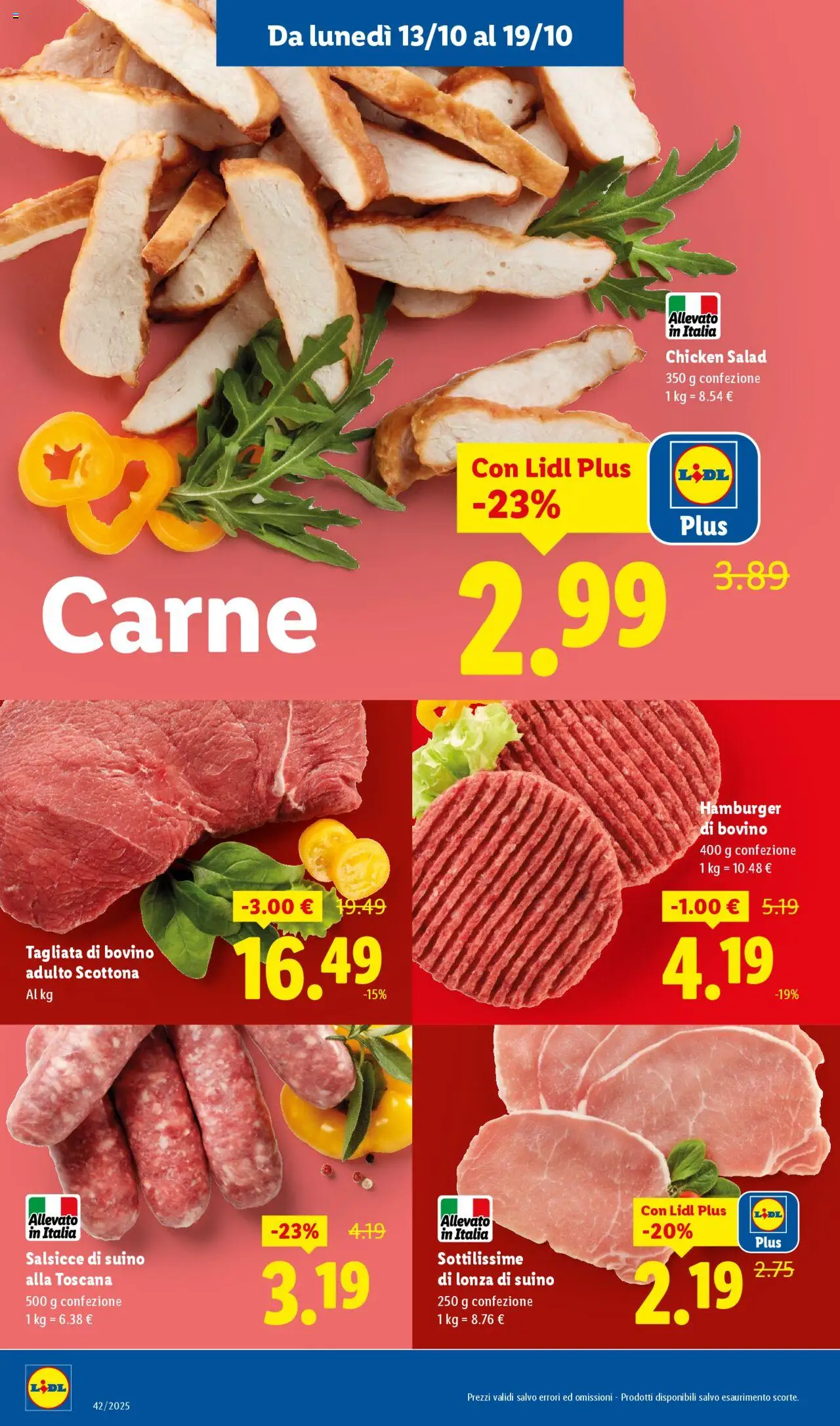 Volantino Lidl del 13.10.2025 | Pagina: 4 | Prodotti: Bovino, Suino, Hamburger