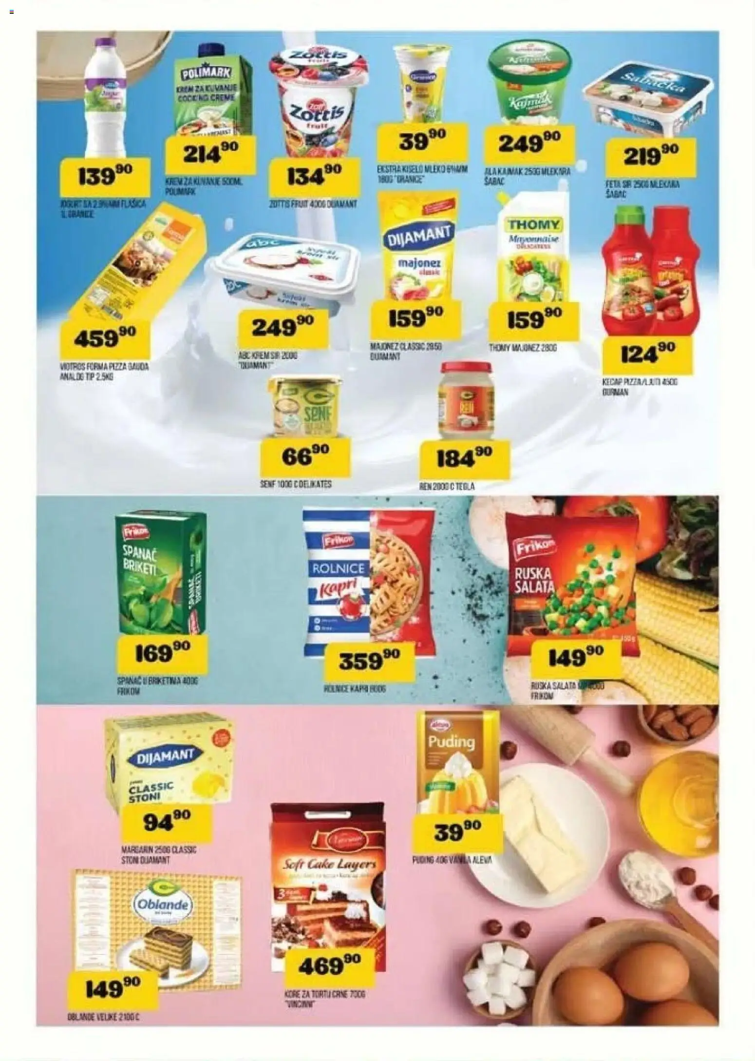 VP Dima katalog - važi od 04.12.2025 | Strana: 6 | Proizvode: Spanać, Ruska salata, Kiselo mleko, Margarin