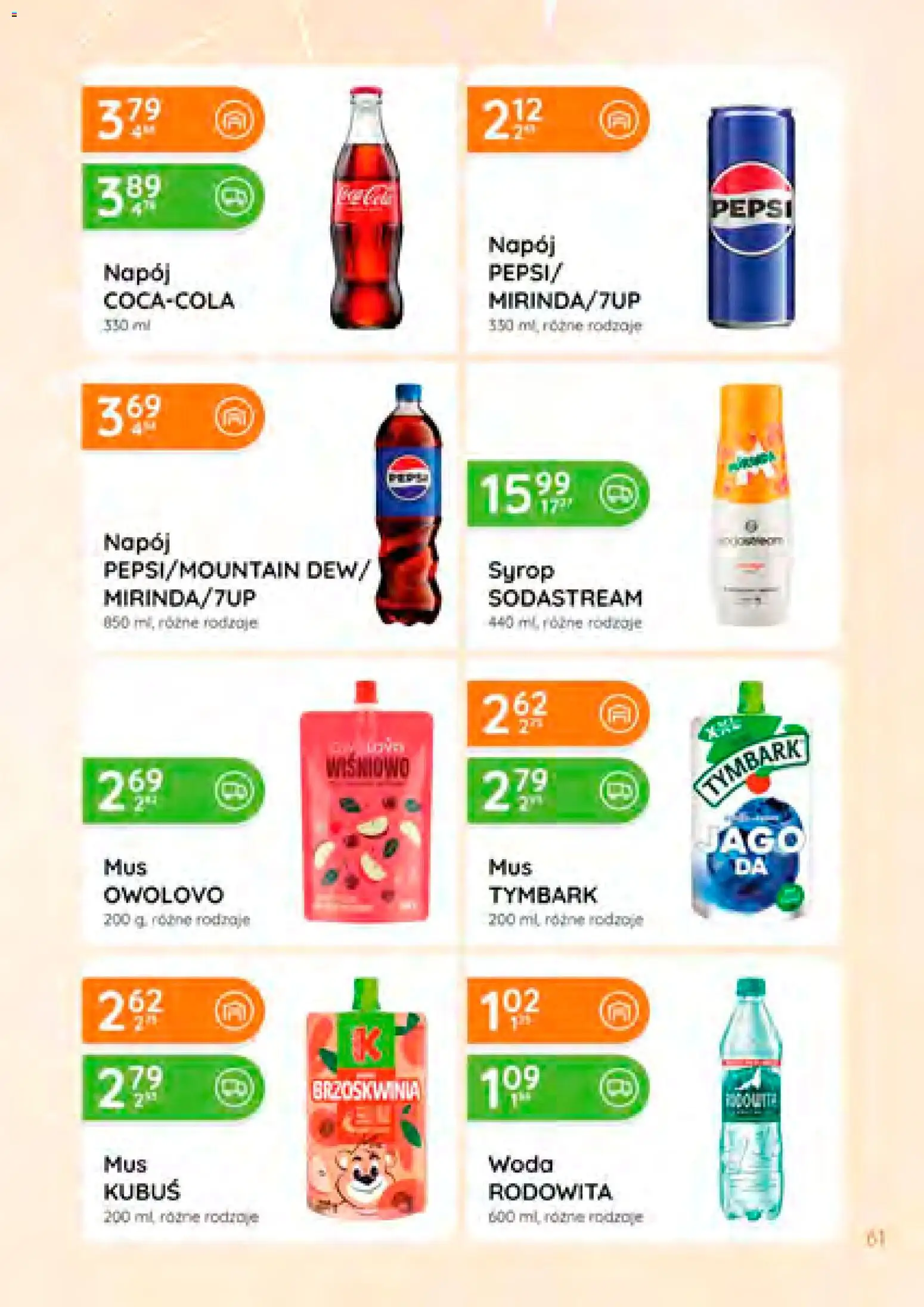 Eurocash Gazetka od 08.01.2026 | Strona: 61 | Produkty: Brzoskwinia, Syrop, Pepsi, Sodastream