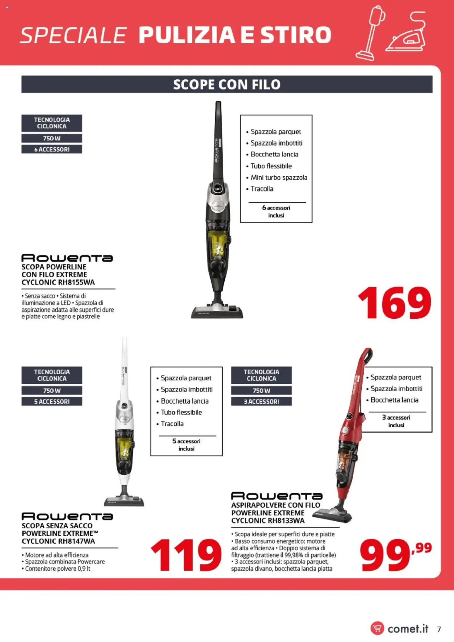 Volantino Comet del 13.04.2026 | Pagina: 7 | Prodotti: Spazzola, Tubo, Contenitore, Aspirapolvere
