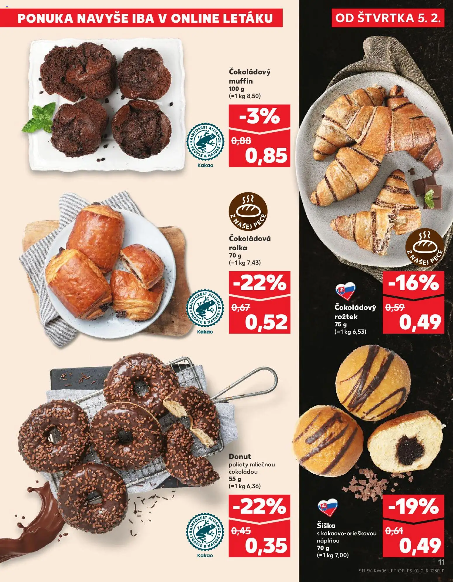 Nové Kaufland akcie – leták je platný od 05.02.2026 | Strana: 11 | Produkty: Donut, Kakao