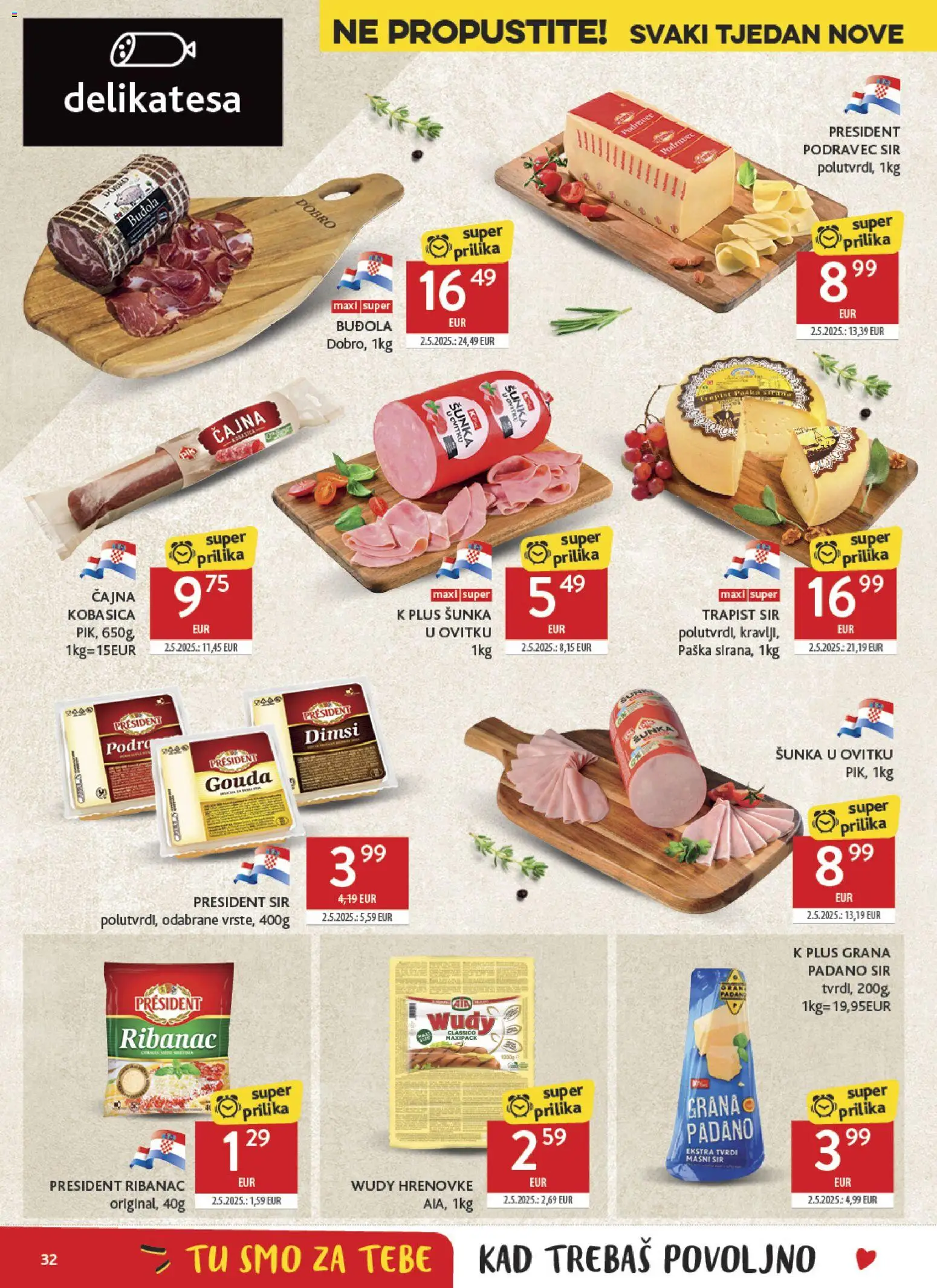 Konzum HR akciós ujság - amely érvényes a következő dátumtól: 25.02.2026 | Oldal: 32 | Termékek: Gouda, Grana padano
