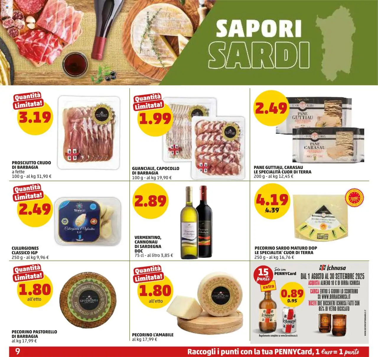 Volantino PENNY del 11.09.2025 | Pagina: 9 | Prodotti: Pane, Prosciutto, Pecorino, Terra