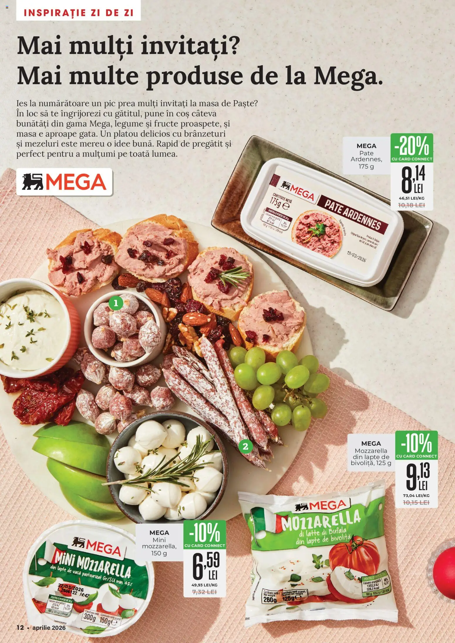 Noul catalog Mega Image – valabil de la 26.03.2026 | Pagină: 12 | Produse: Coș, Masă, Pate, Fructe