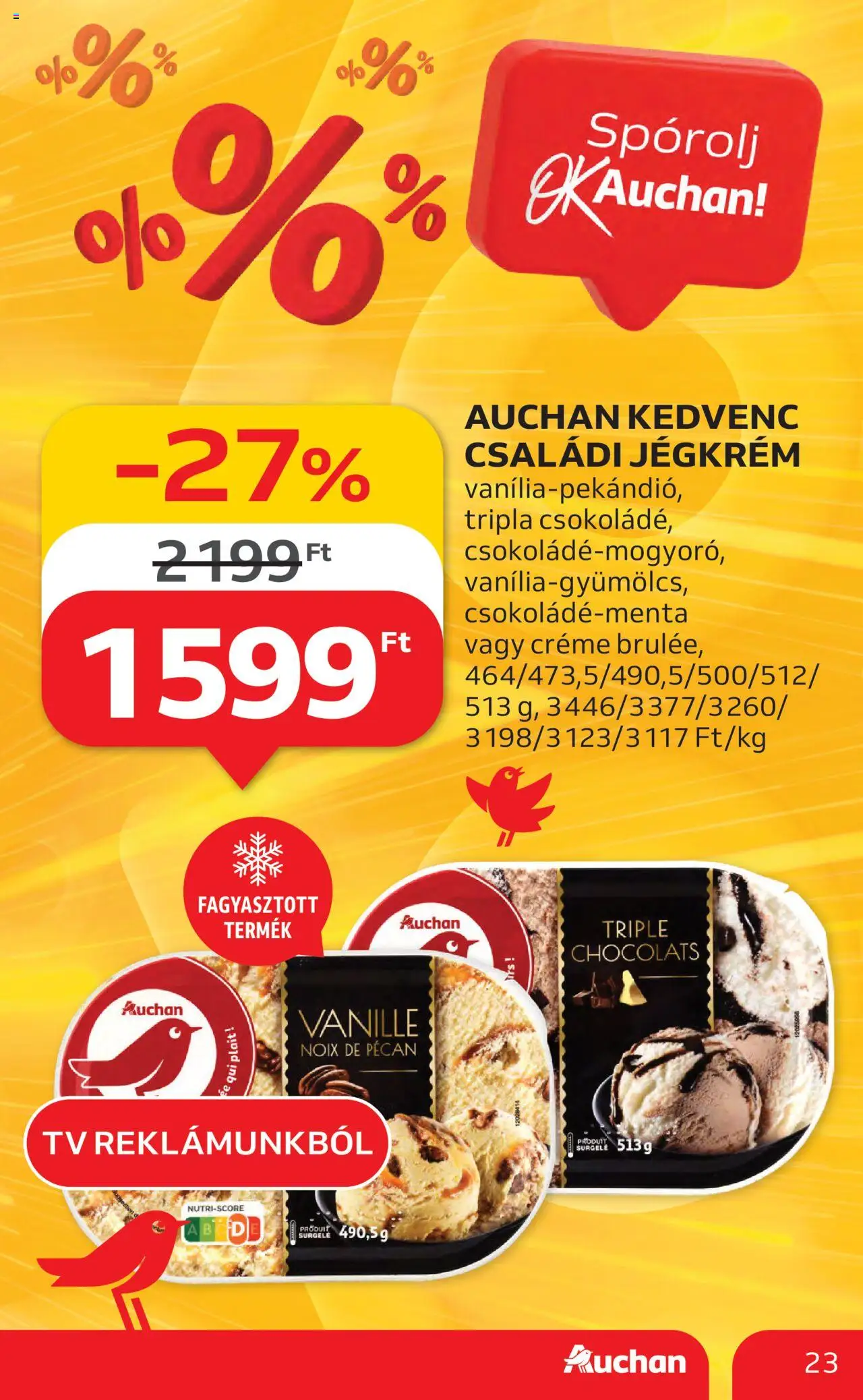 Auchan akciós ujság - amely érvényes a következő dátumtól: 26.06.2025 | Oldal: 23 | Termékek: TV, Jégkrém