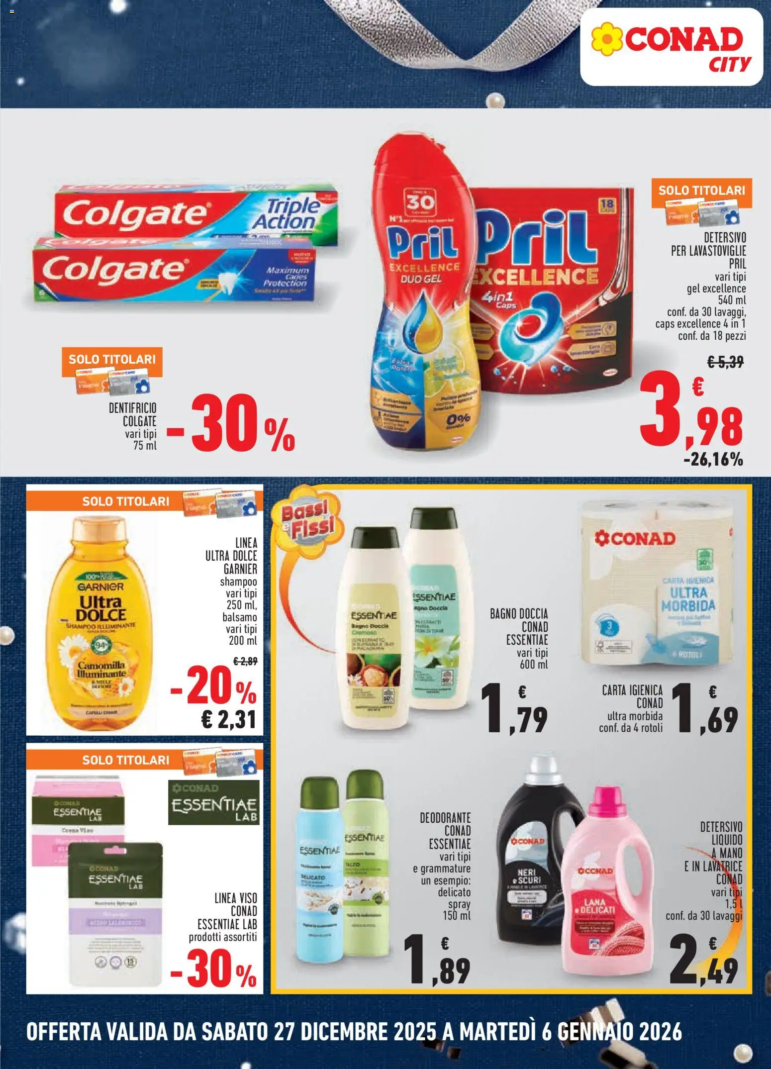 Volantino Conad del 27.12.2025 | Pagina: 12 | Prodotti: Detersivo per lavastoviglie, Lavatrice, Lavastoviglie, Doccia