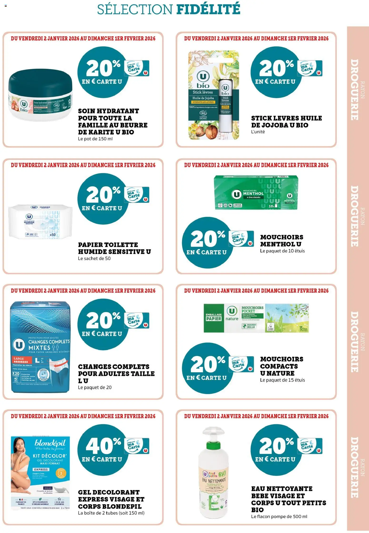 {H1} | Page: 11 | Produits: Papier toilette, Huile de jojoba, Mouchoirs, Huile