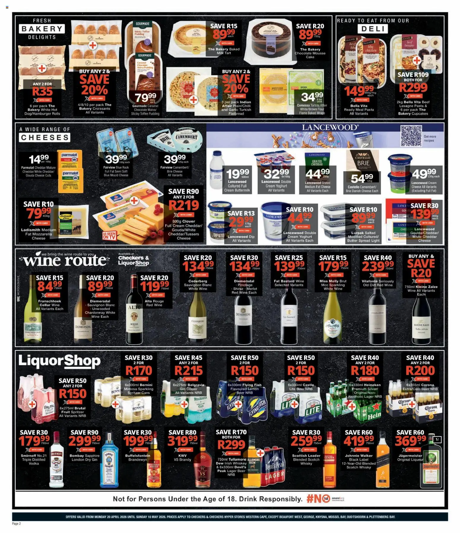 New Checkers catalogue – valid from 20.04.2026 | Page: 2 | Products: Brandy, Chocolate, Chicken, Pasta