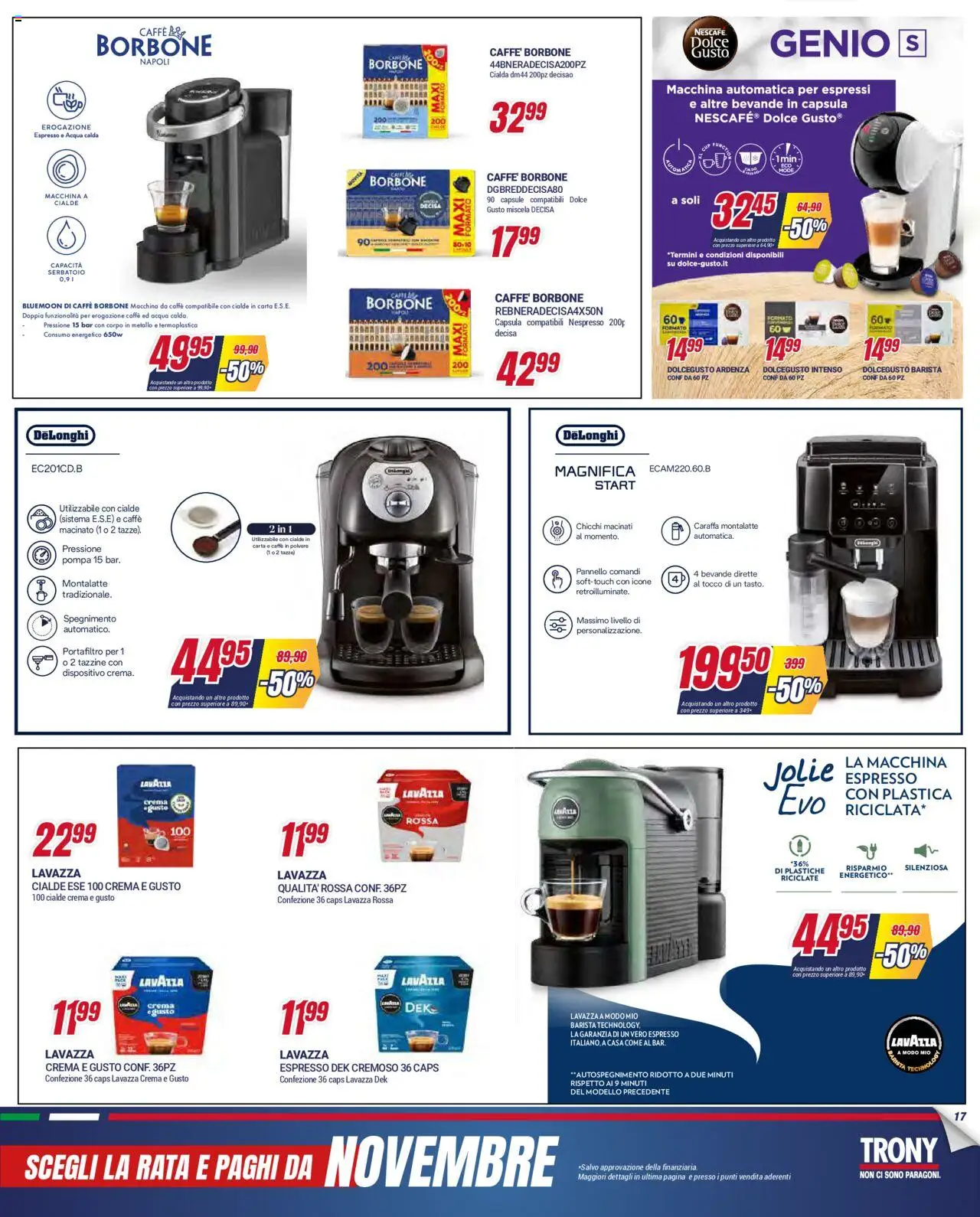 Volantino Trony del 21.08.2025 | Pagina: 17 | Prodotti: Crema, Macchina da caffe, Caffè, Lavazza