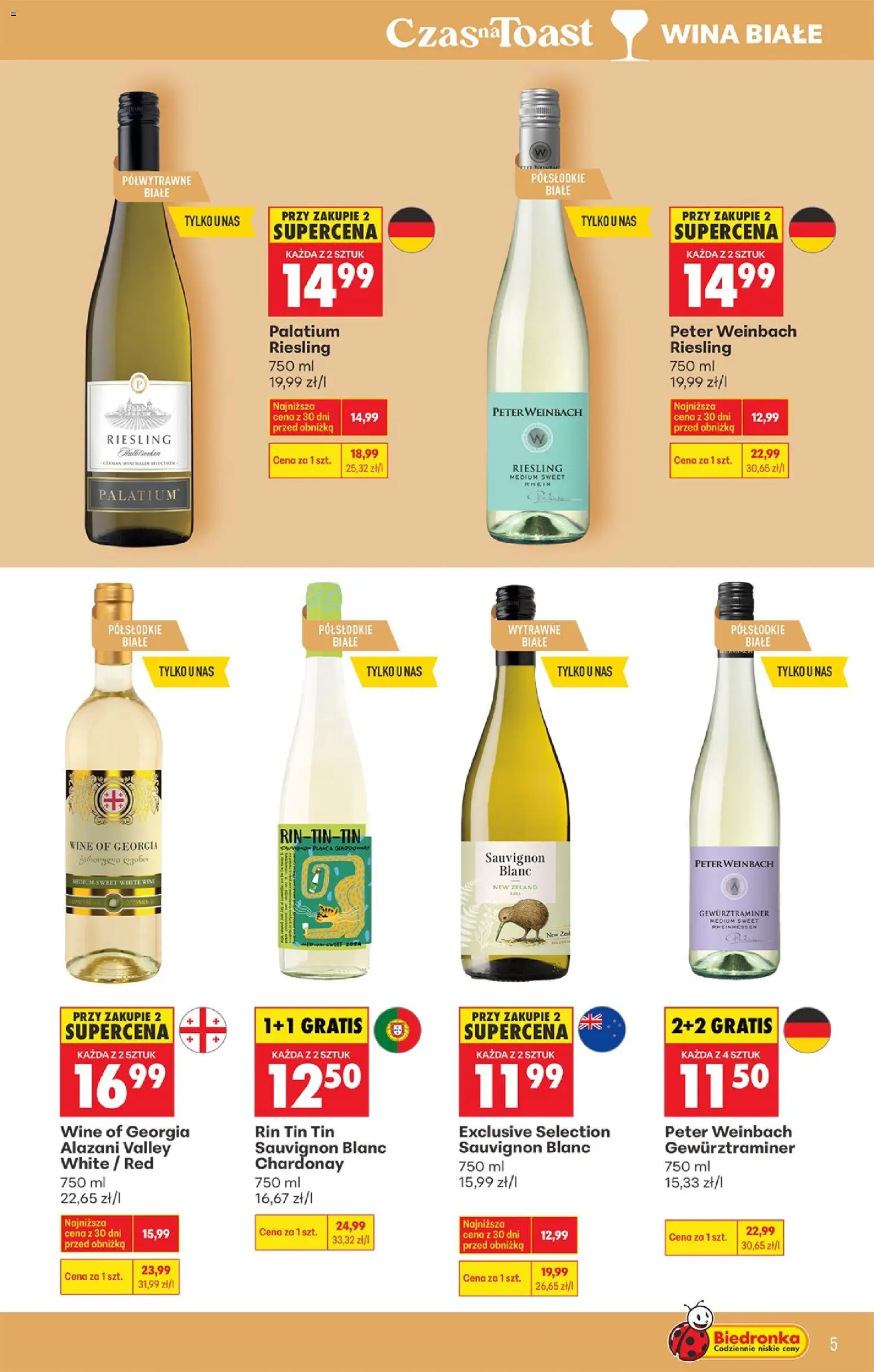 Biedronka Polsko leták - Czas na toast od 07.04.2026 | Strana: 5 | Produkty: Gewürztraminer, Riesling