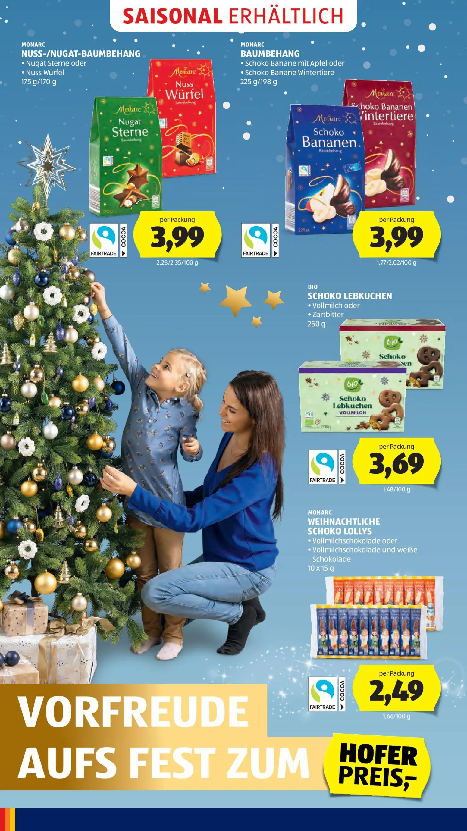 Hofer Flugblatt gültig ab 12.12.2025 | Seite: 18 | Produkte: Schokolade, Äpfel, Bananen