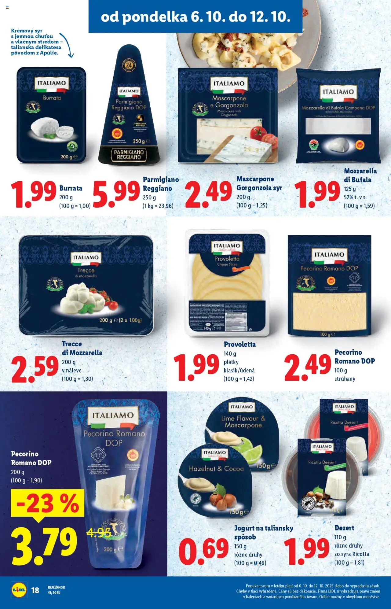 Nové Lidl akcie – leták je platný od 06.10.2025 | Strana: 22 | Produkty: Syr, Jogurt, Mozzarella, Mascarpone