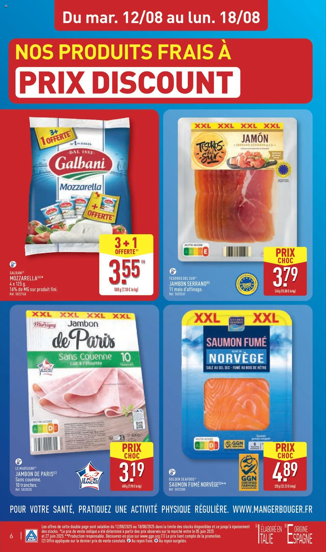  | Page: 8 | Produits: Saumon fumé, Mozzarella, Sel, Jambon