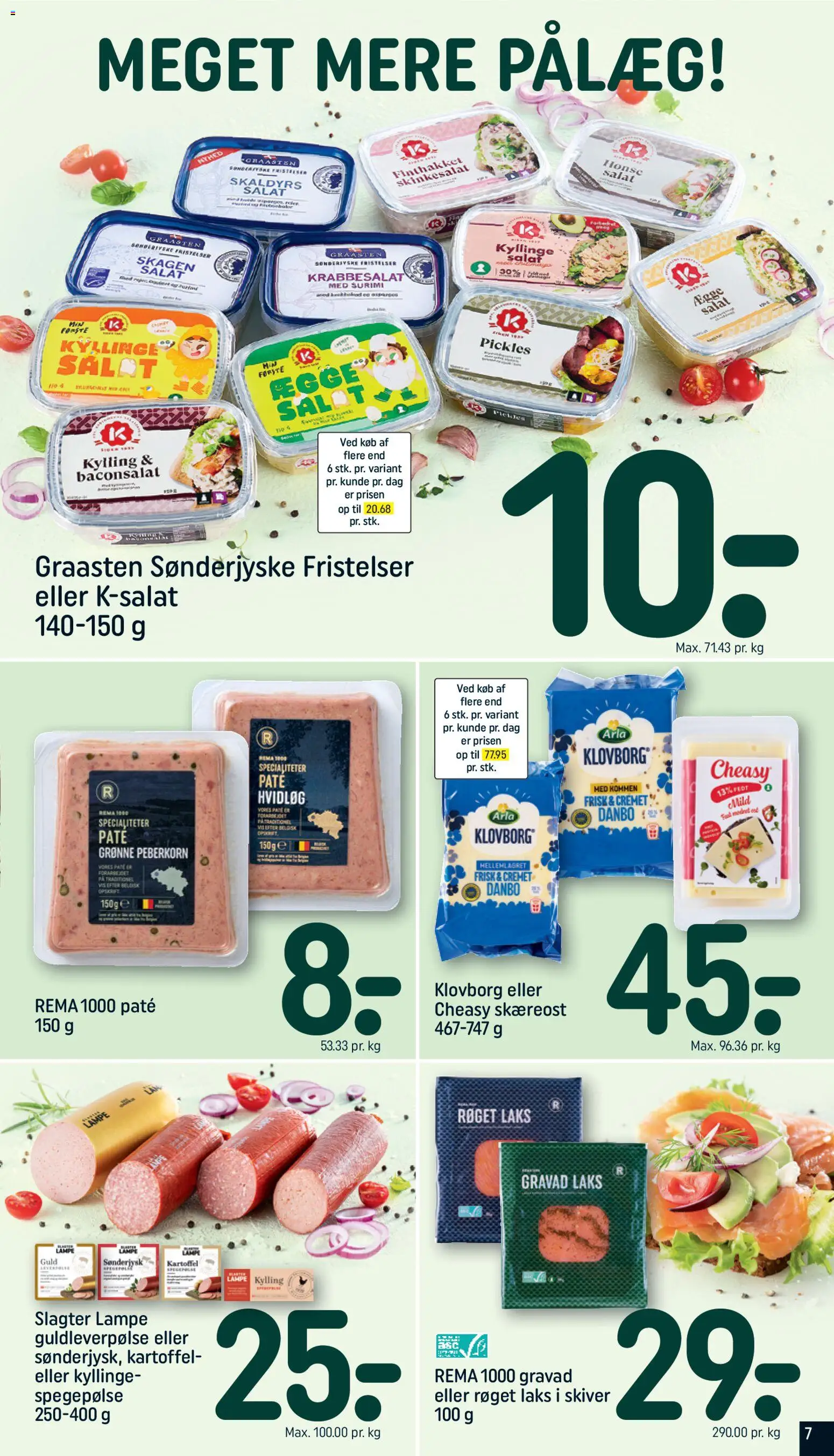 Rema 1000 tilbudsavis – gyldig fra 22.02.2026 | Side: 7 | Produkter: Salat, Pålæg, Spegepølse, Skinkesalat