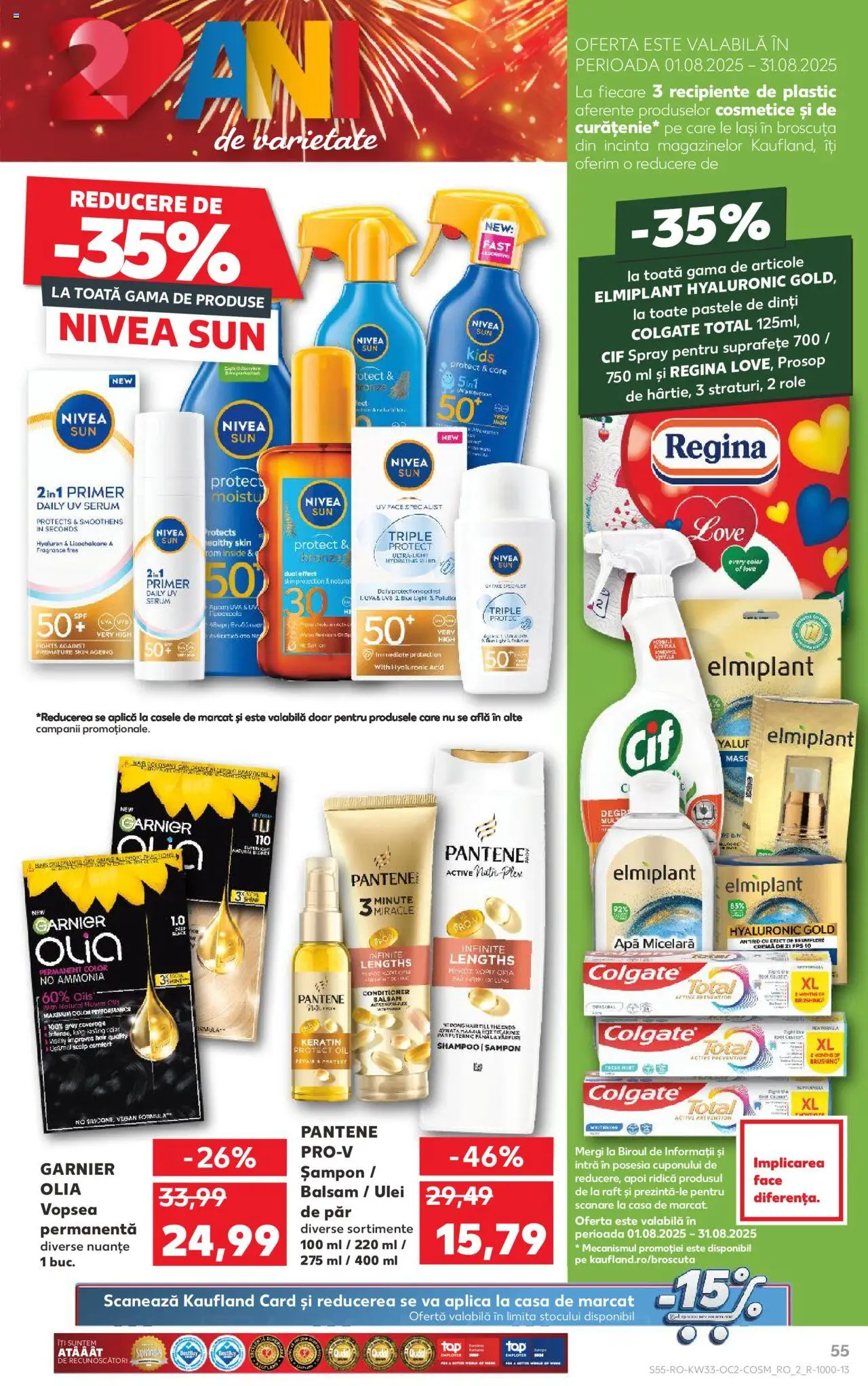Kaufland RO akciós ujság - amely érvényes a következő dátumtól: 13.08.2025 | Oldal: 55 | Termékek: Sampon, Vegán