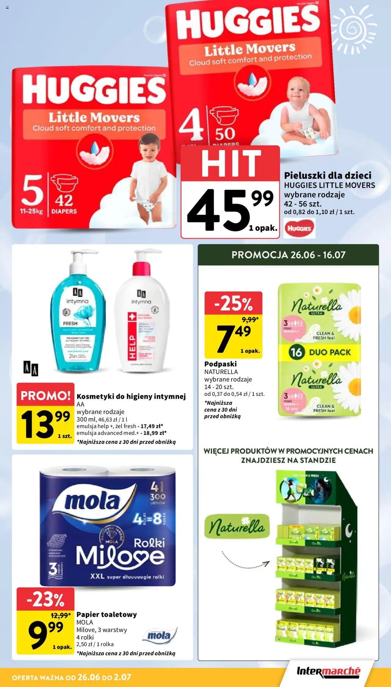 Intermarche Gazetka od 26.06.2025 | Strona: 33 | Produkty: Papier toaletowy, Kosmetyki, Rolki, Podpaski