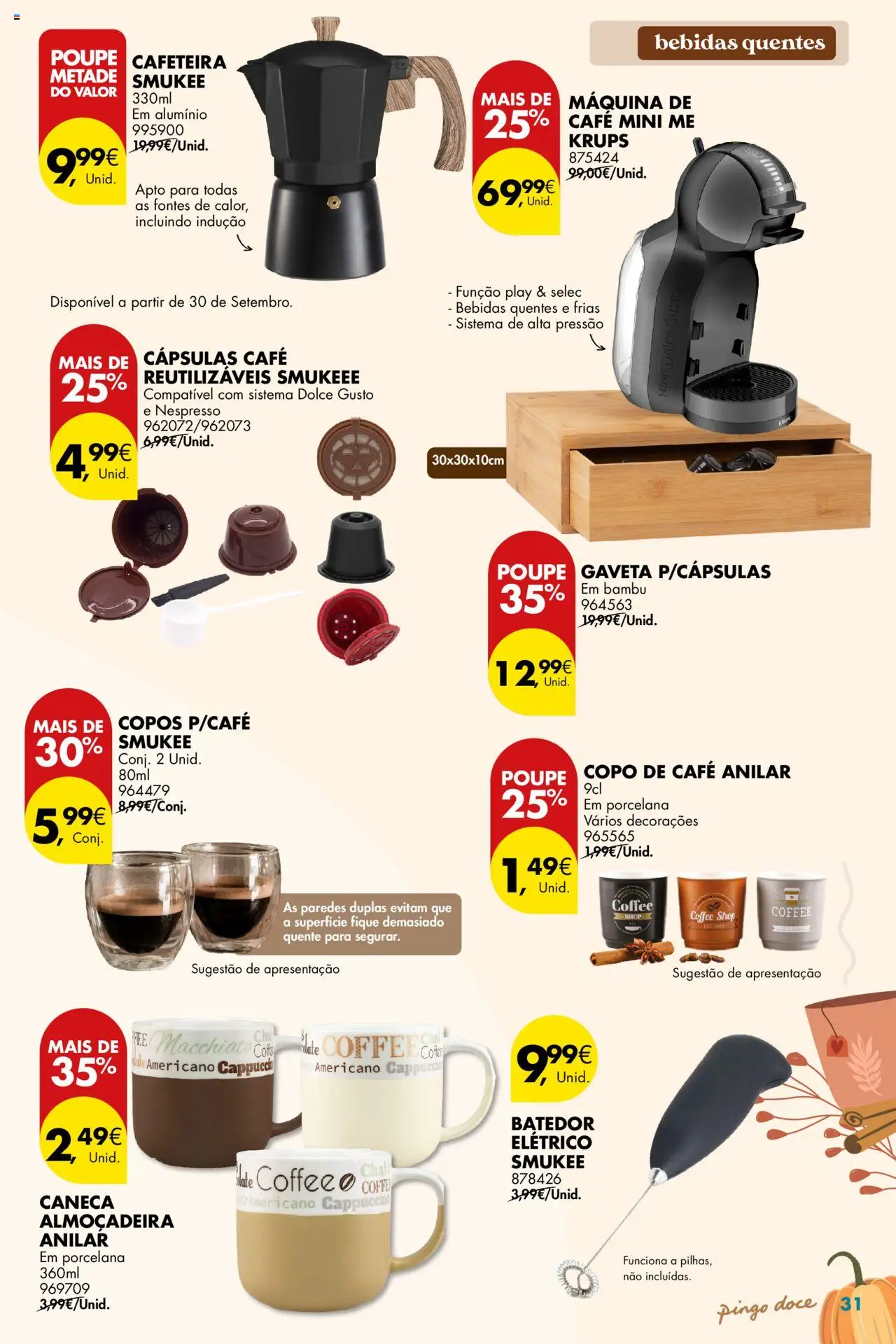 Pingo Doce - Bazar Outono │ válido de 23.09.2025 | Página: 31 | Produtos: Máquina de café, Nespresso, Café, Dolce gusto