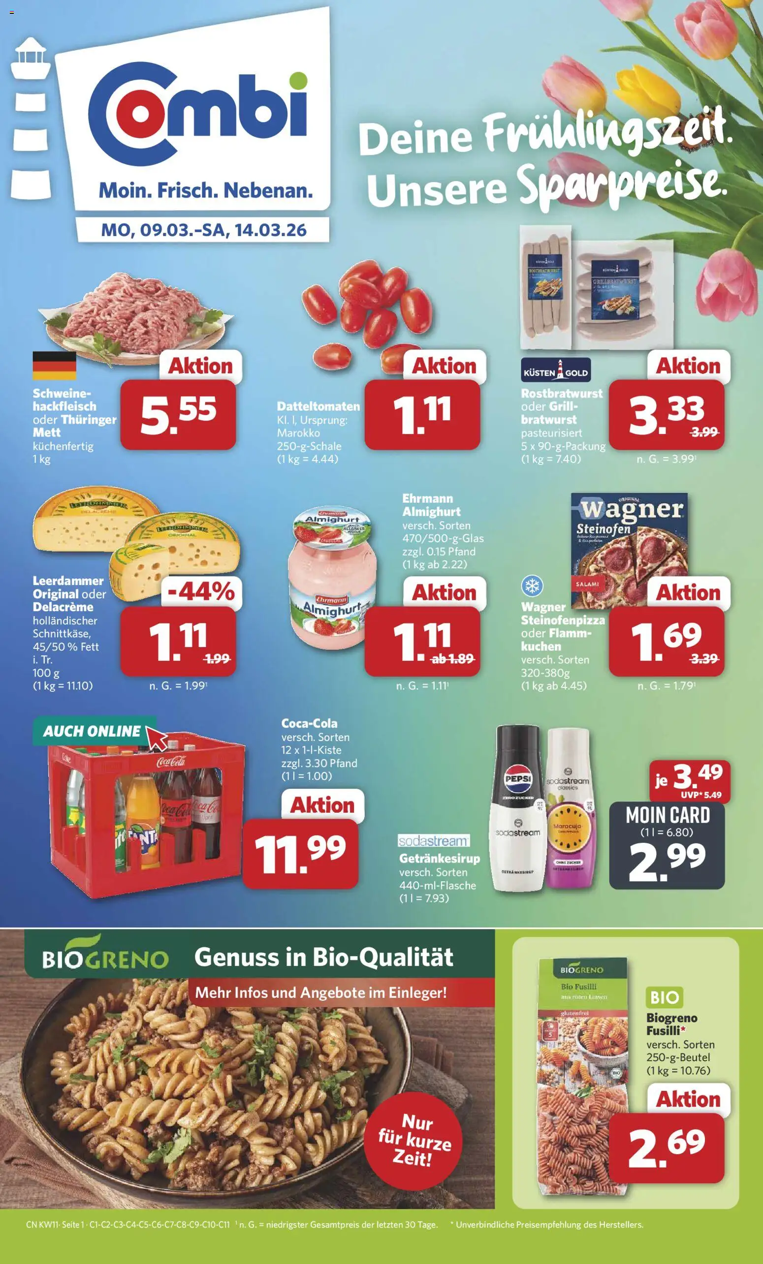 Combi Prospekt 	 – gültig ab 09.03.2026 | Seite: 1 | Produkte: Bratwurst, Leerdammer, Pepsi, Sodastream