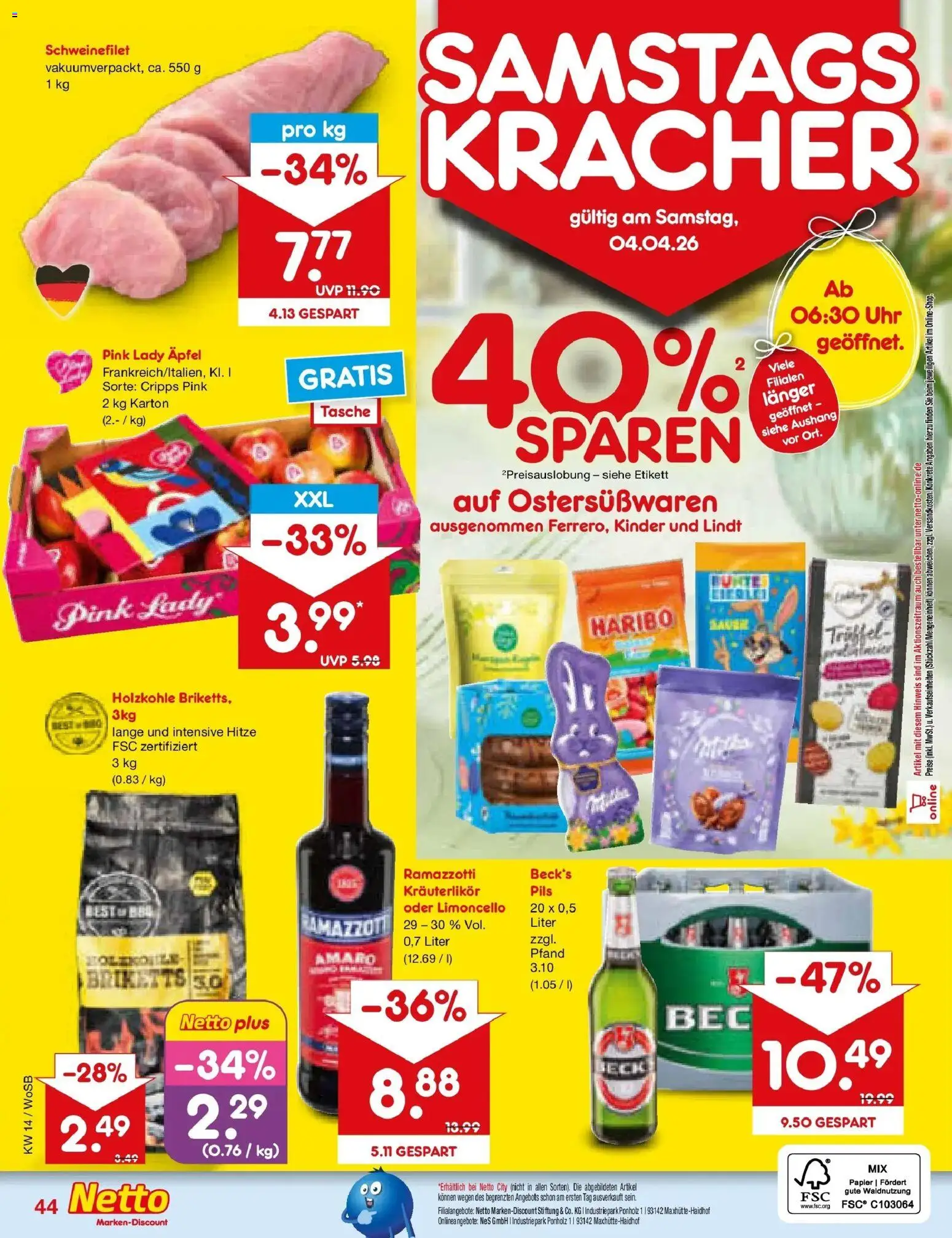Netto Marken-Discount Prospekt Rodgau	 – gültig ab 30.03.2026 | Seite: 58 | Produkte: Äpfel, Schweinefilet, Lindt, Uhr