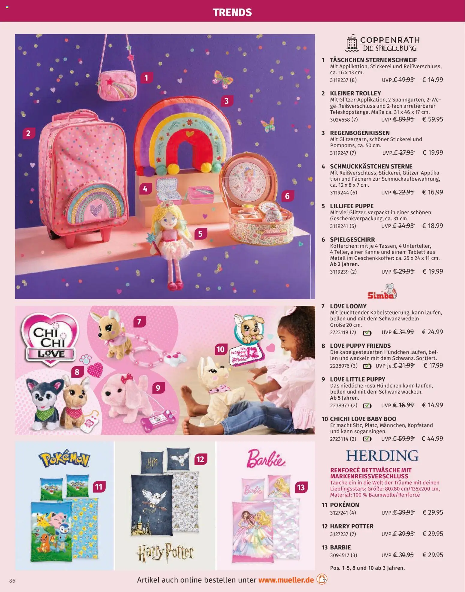 Müller Spielwarenkatalog – gültig ab 27.10.2025 | Seite: 86 | Produkte: Box, Bettwäsche, Schmuckkästchen