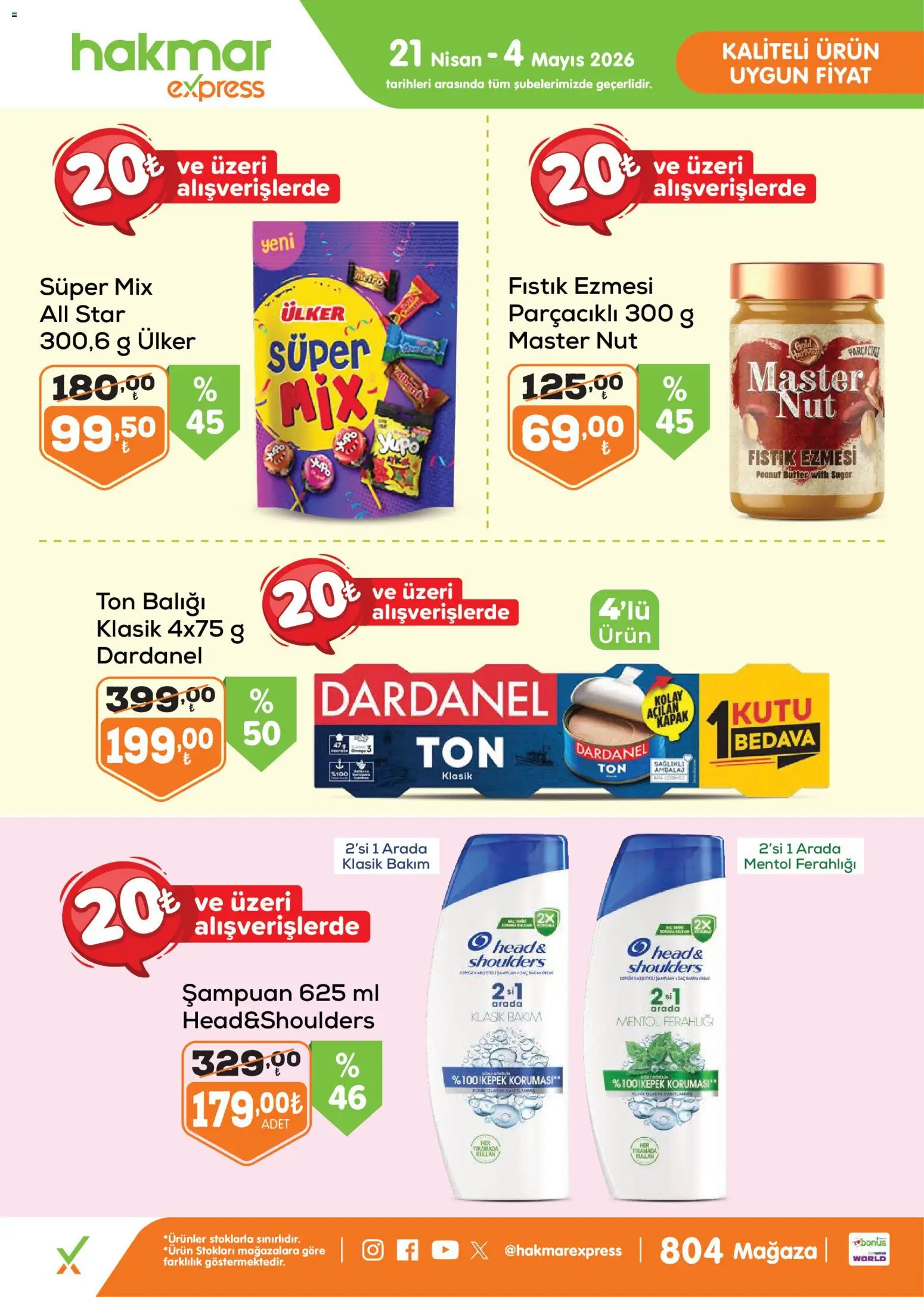 Hakmar Express - Salı Aktüel Ürünler - 21.04.2026 tarihinden itibaren geçerlidir | Sayfa: 2 | Ürünler: Fıstık, Kutu, Şampuan, Ton balığı