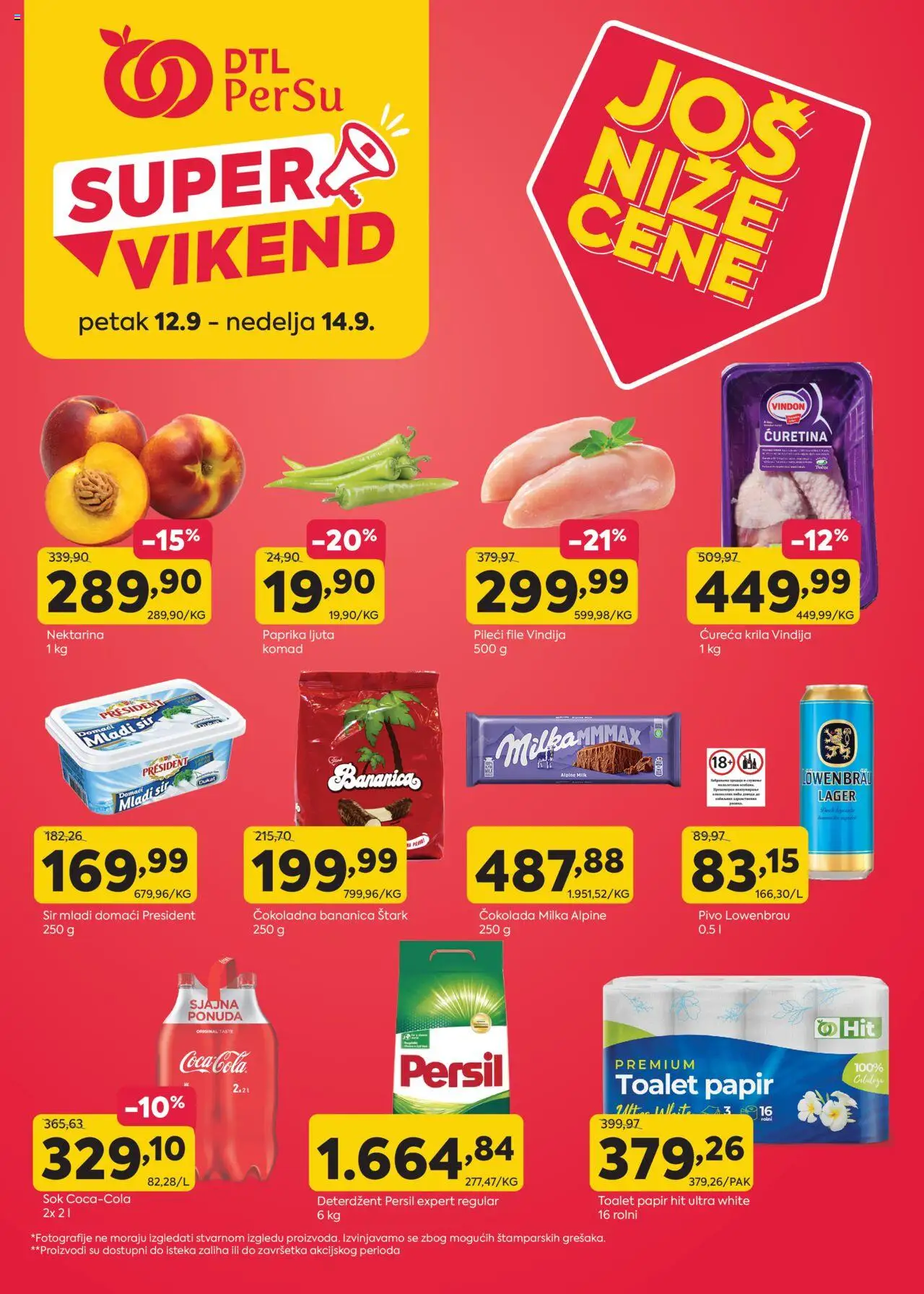 PerSu katalog - važi od 12.09.2025 | Strana: 1 | Proizvode: Toalet papir, Paprika, Sok, Pivo
