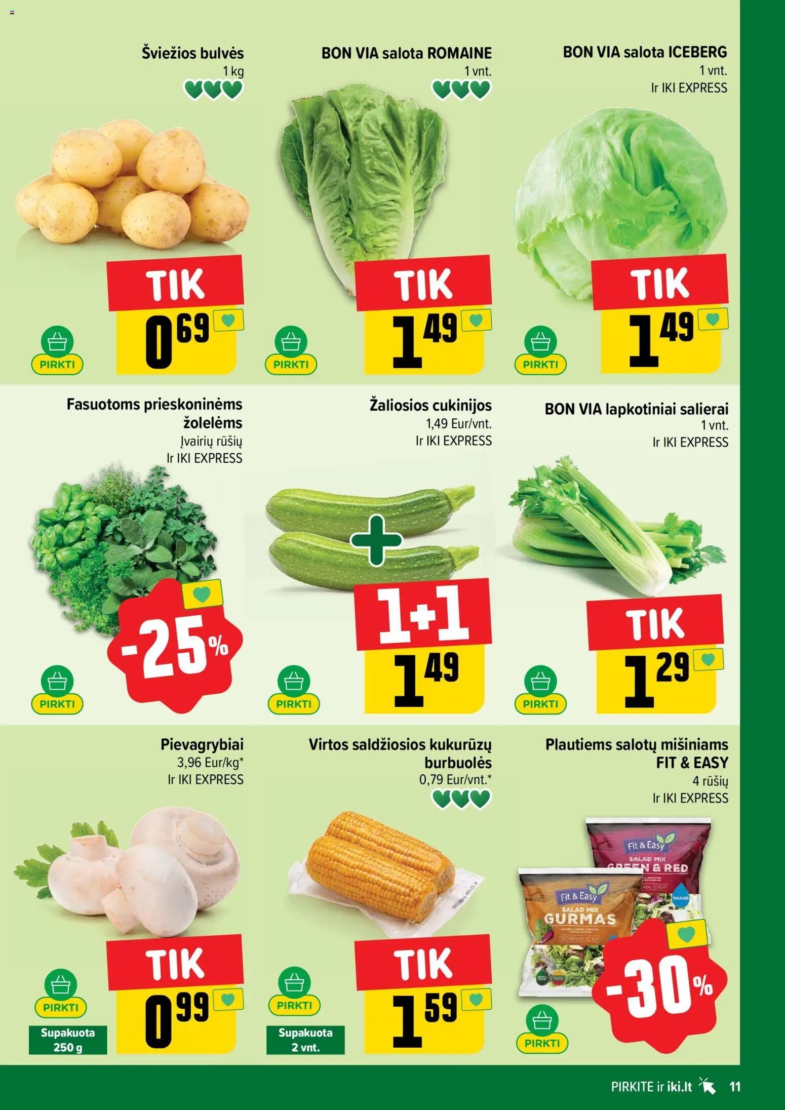 IKI akcijos nuo 27.04.2026 | Puslapis: 11 | Prekių: Salota, Pievagrybiai, Bulvės