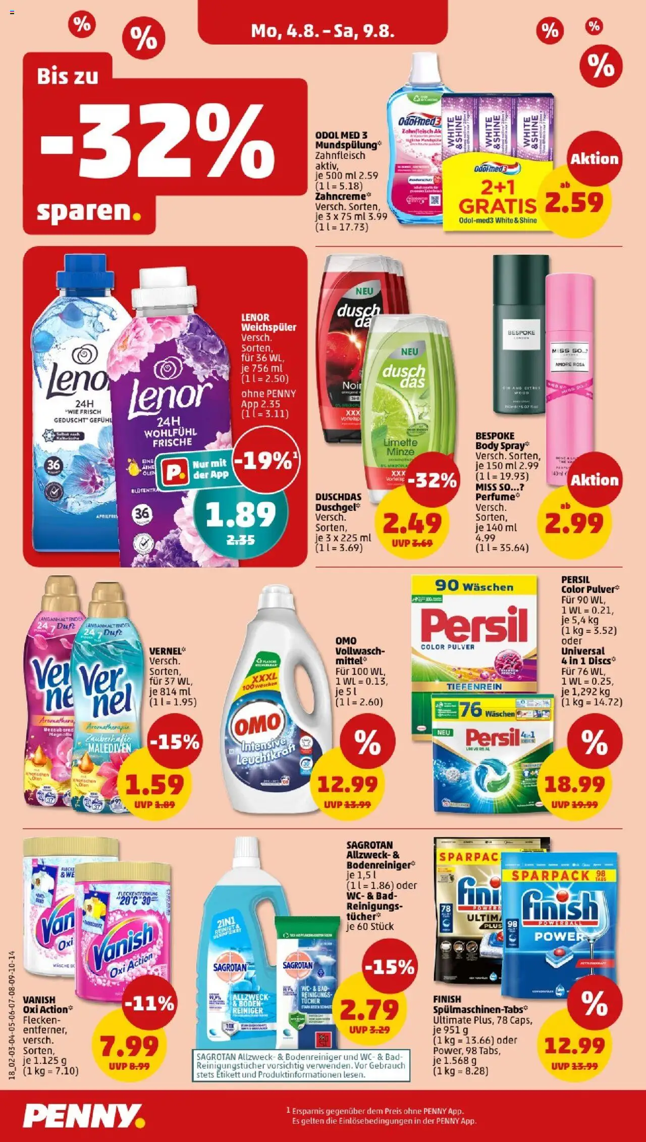 Penny - Bayern - gültig ab dem 04.08.2025 | Seite: 18 | Produkte: Lenor, Bad, Duft, Weichspüler