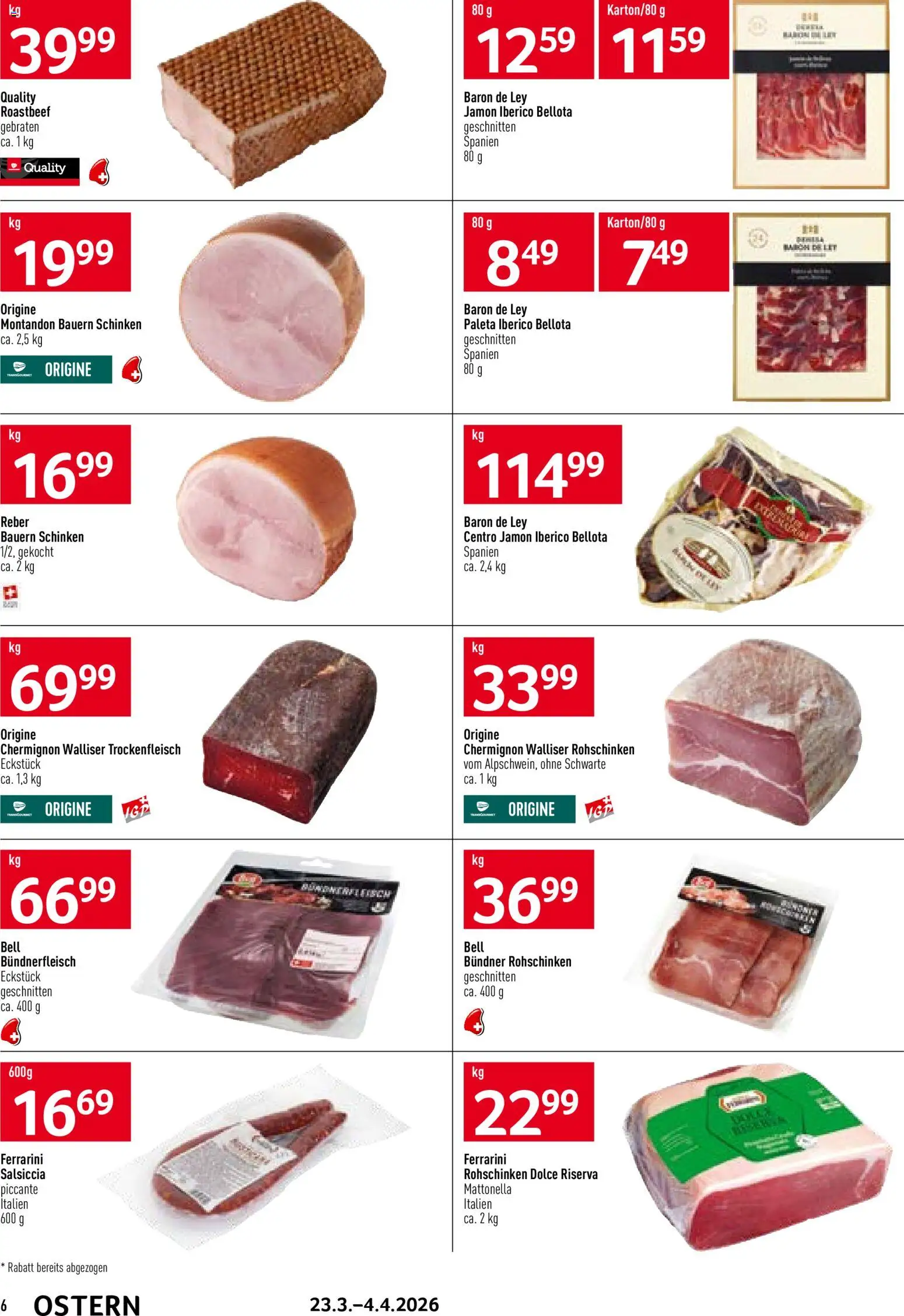 Prodega Aktionen Ostern – gültig ab 23.03.2026 | Seite: 6 | Produkte: Schinken, Tabasco Sauce