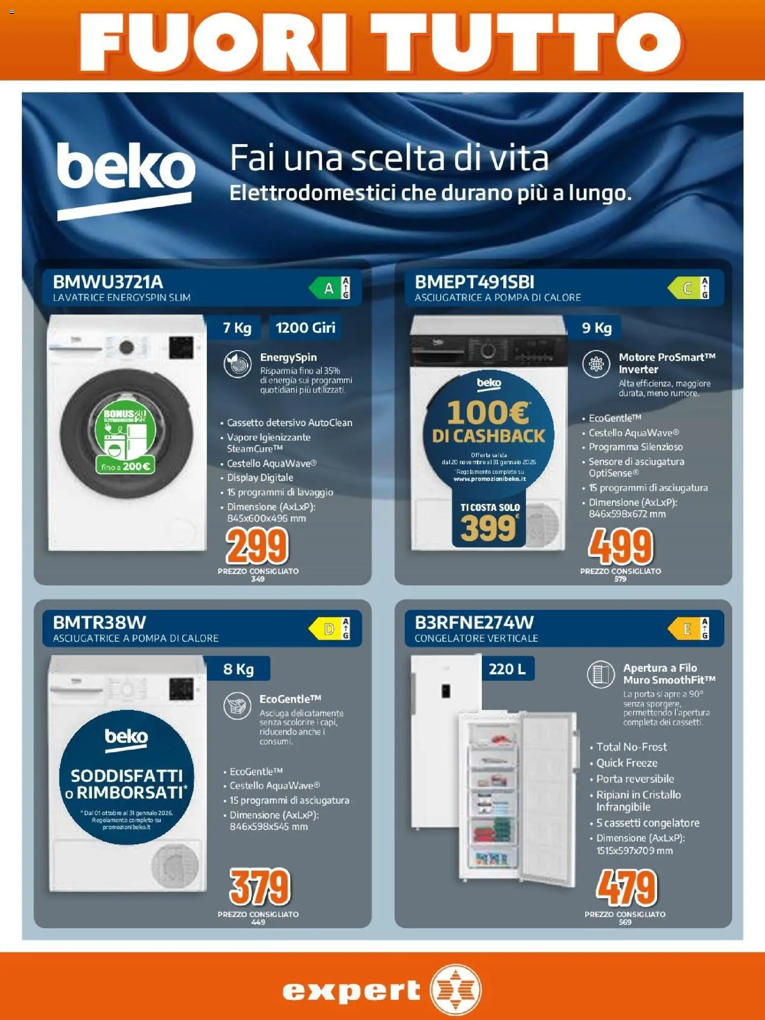 Volantino Expert del 27.12.2025 | Pagina: 4 | Prodotti: Lavatrice, Asciugatrice, Congelatore