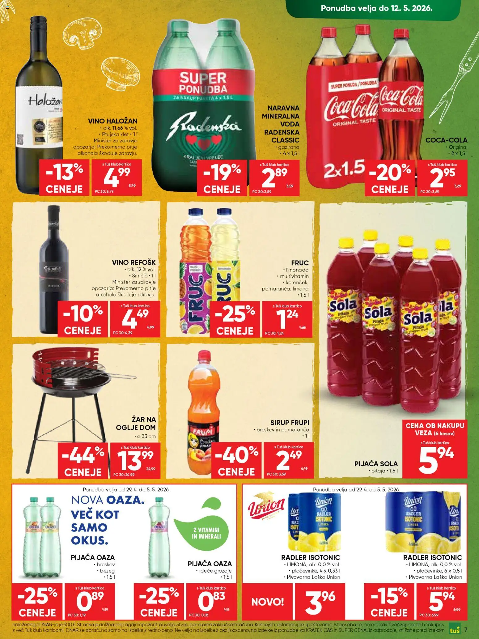 Novi Tuš katalog ponudbe – veljaven od 29.04.2026 | Stran: 7 | Izdelki: Zar, Sirup, Vino, Pitaja