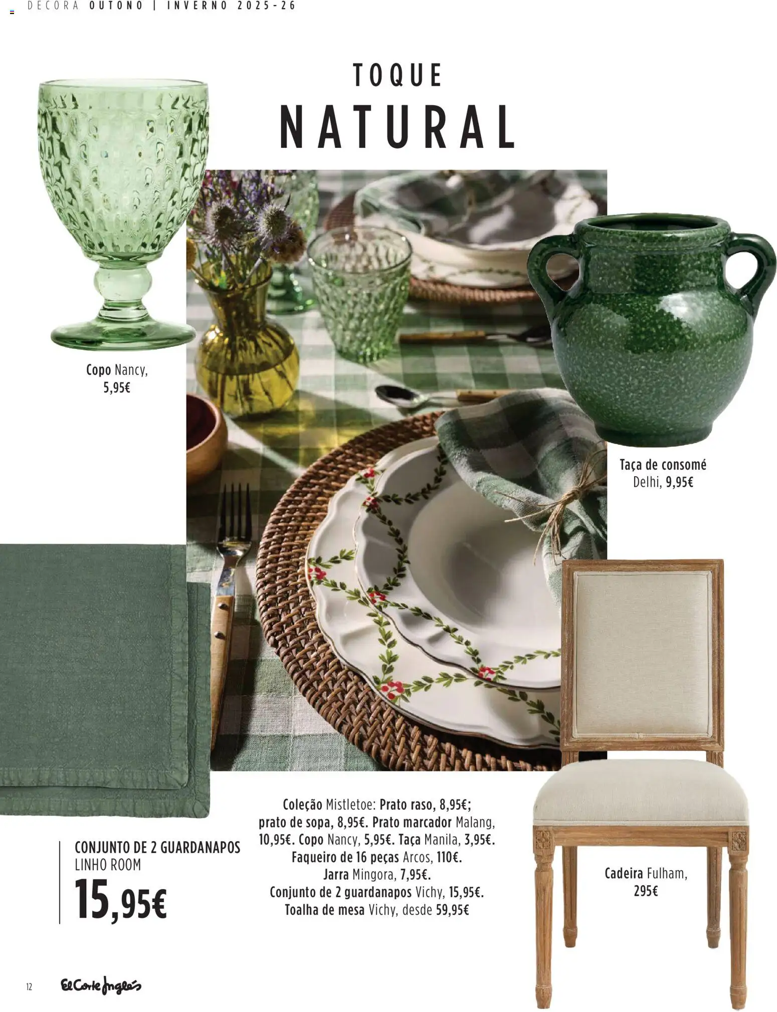 El Corte Ingles Decora │ válido de 23.10.2025 | Página: 12 | Produtos: Jarra, Mesa, Cadeira, Toalha de mesa