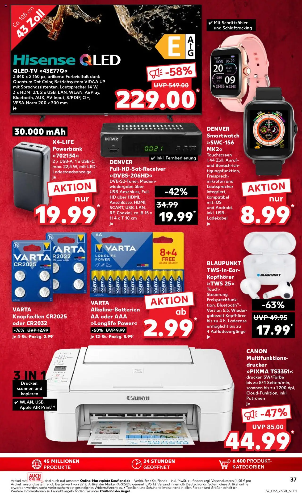 Kaufland Prospekt 	 - gültig ab dem 14.08.2025 | Seite: 37 | Produkte: USB, Hisense, Ladekabel, Drucker