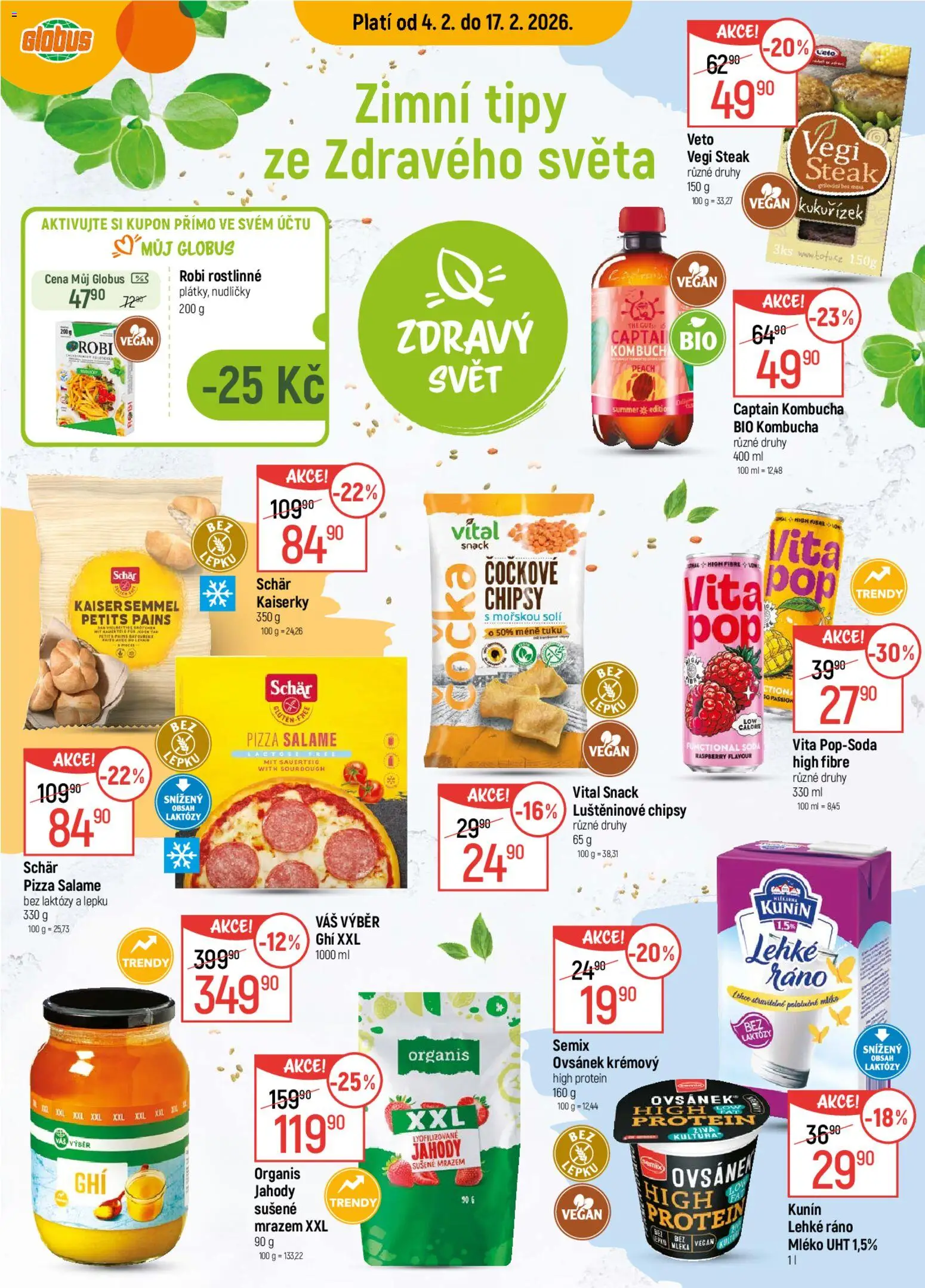 Globus leták od 04.02.2026 | Strana: 19 | Produkty: Čočka, Kombucha, Pizza, Steak