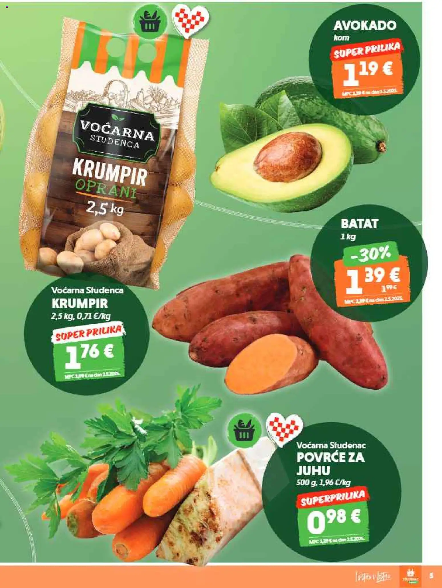 Studenac katalog | vrijedi od 04.02.2026 | Stranica: 5 | Proizvodi: Avokado, Krumpir, Povrće