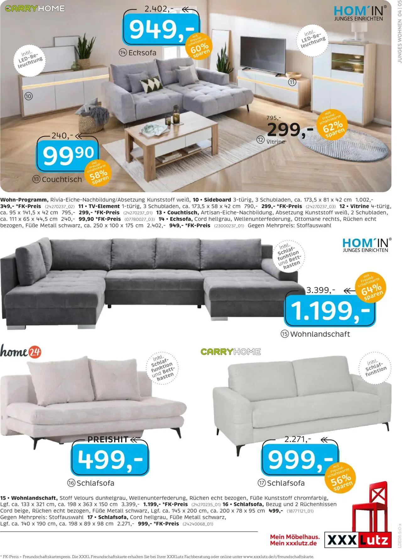 XXXL Lutz Marken Spezial - gültig ab dem 11.08.2025 | Seite: 9 | Produkte: Sideboard, Wohnlandschaft, Bett, Couchtisch