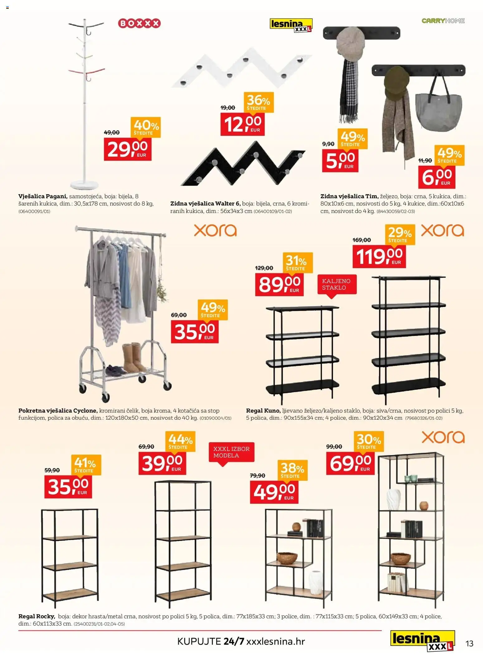 Lesnina katalog | vrijedi od 27.04.2026 | Stranica: 13 | Proizvodi: Polica, Vješalica, Regal