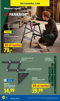 Pogląd oferty "PARKSIDE Stół warsztatowy i zaciskowy, złożony: 605 × 945 × 155 mm, rozłożony: 605 × 790 × 630 mm, maks. obciążenie: 150 kg" - ważna od 30.03.2026 | Strona: 54