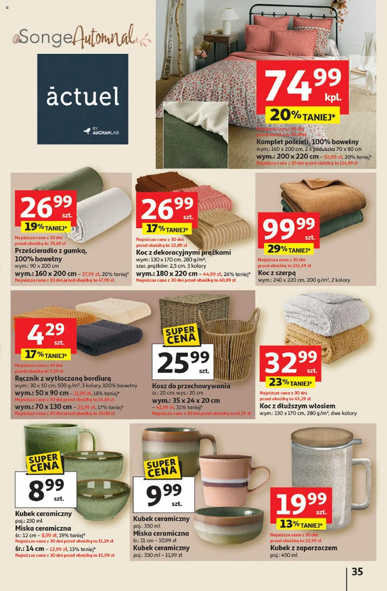 Auchan Gazetka - Pewność niskich cen Hipermarket od 18.09.2025 | Strona: 35 | Produkty: Poduszka, Koc, Kosz