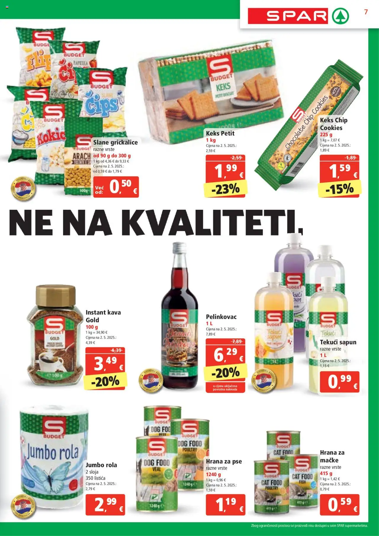 Spar katalog | vrijedi od 25.06.2025 | Stranica: 7 | Proizvodi: Pelinkovac, Čips, Keks, Hrana za mačke