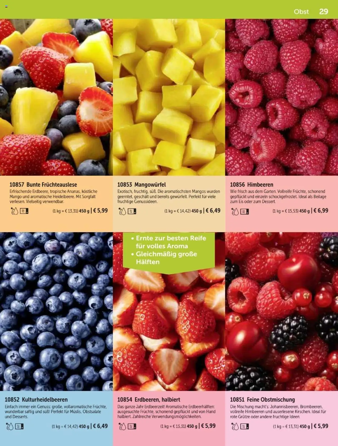 Bofrost Katalog – gültig ab 07.09.2025 | Seite: 29 | Produkte: Himbeeren, Obst, Mango, Eis