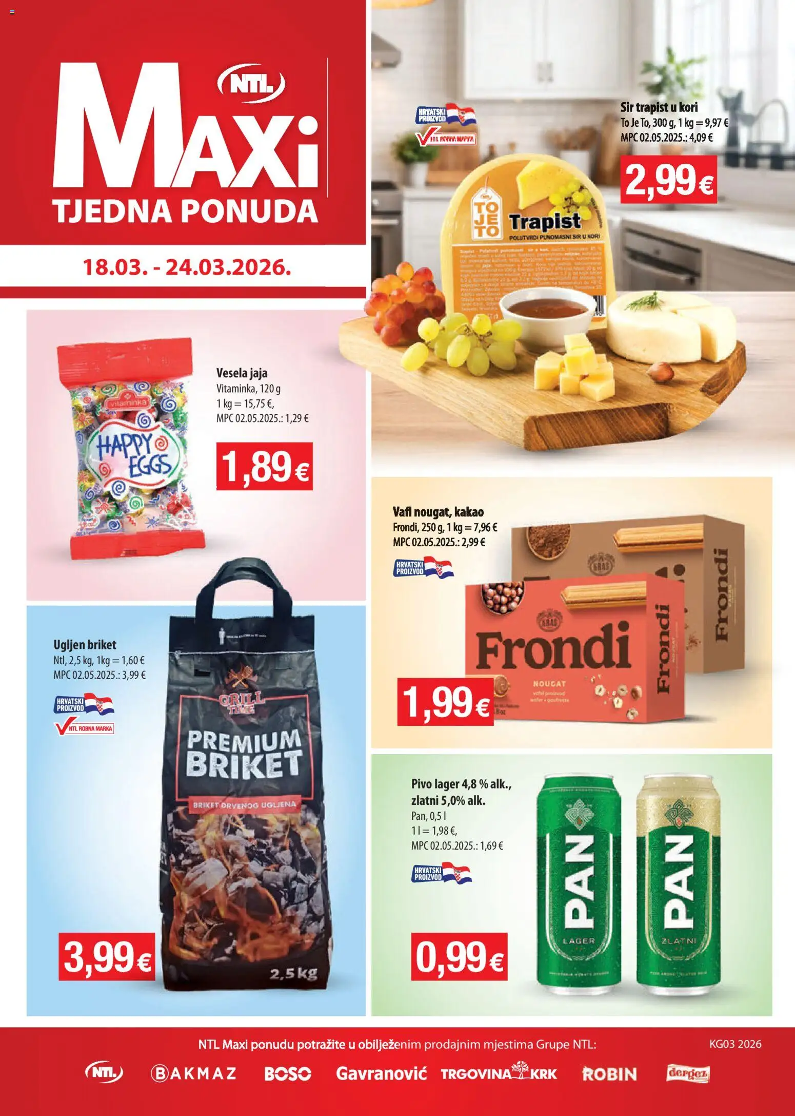 NTL katalog | vrijedi od 18.03.2026 | Stranica: 1 | Proizvodi: Sir, Jaja, Pivo, Kakao