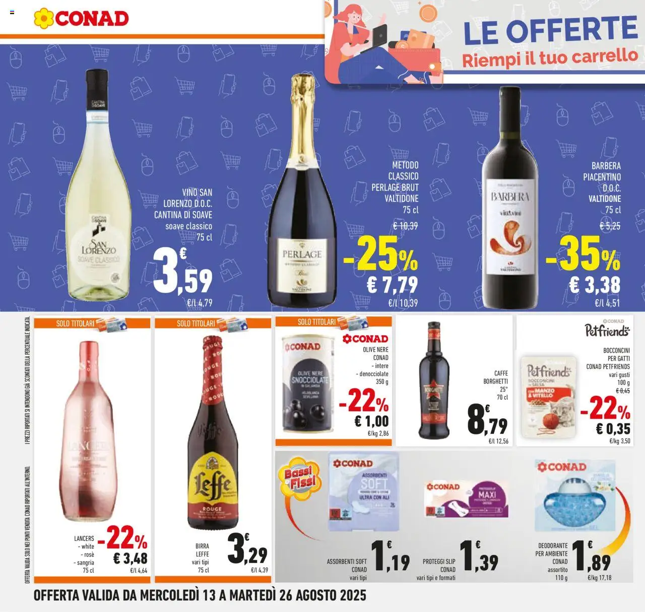 Volantino Conad del 13.08.2025 | Pagina: 26 | Prodotti: Caffè, Deodorante, Birra, Olive