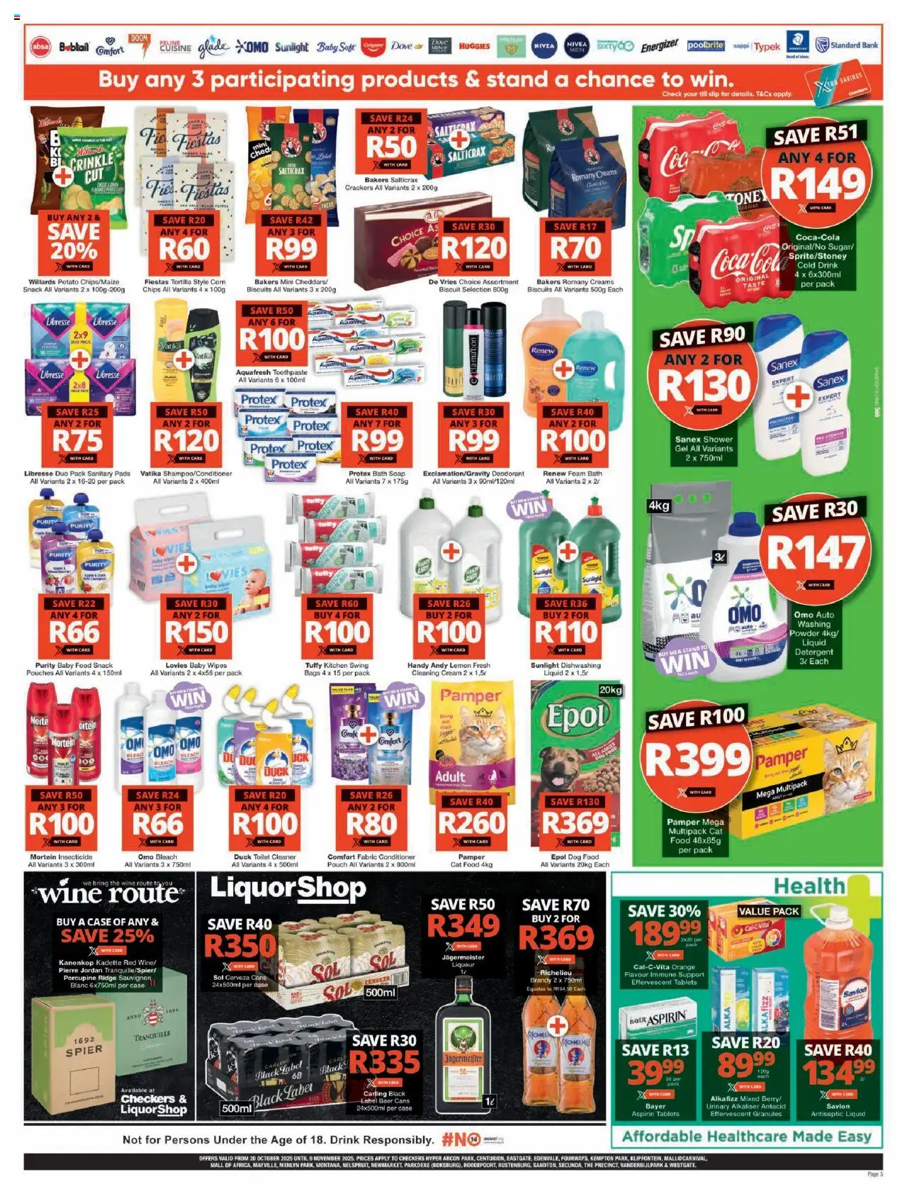 New Checkers catalogue – valid from 20.10.2025 | Page: 3 | Products: Case, Bath, Deodorant, Toothpaste